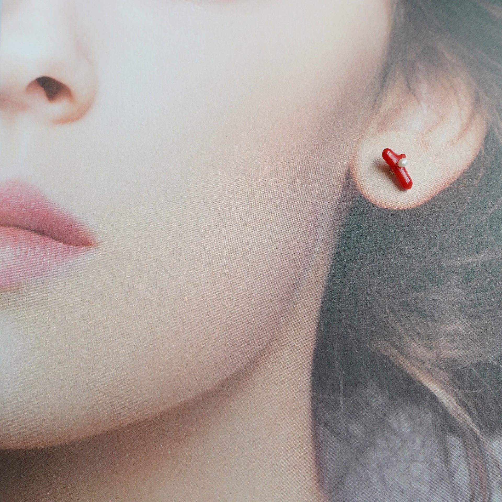 Asymmetrical Natural Red Coral Branch Studs