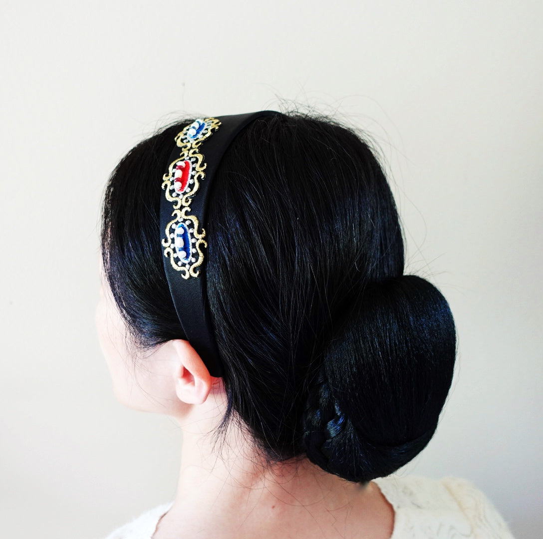 Vintage Gemstone Black Headband - Yun Boutique