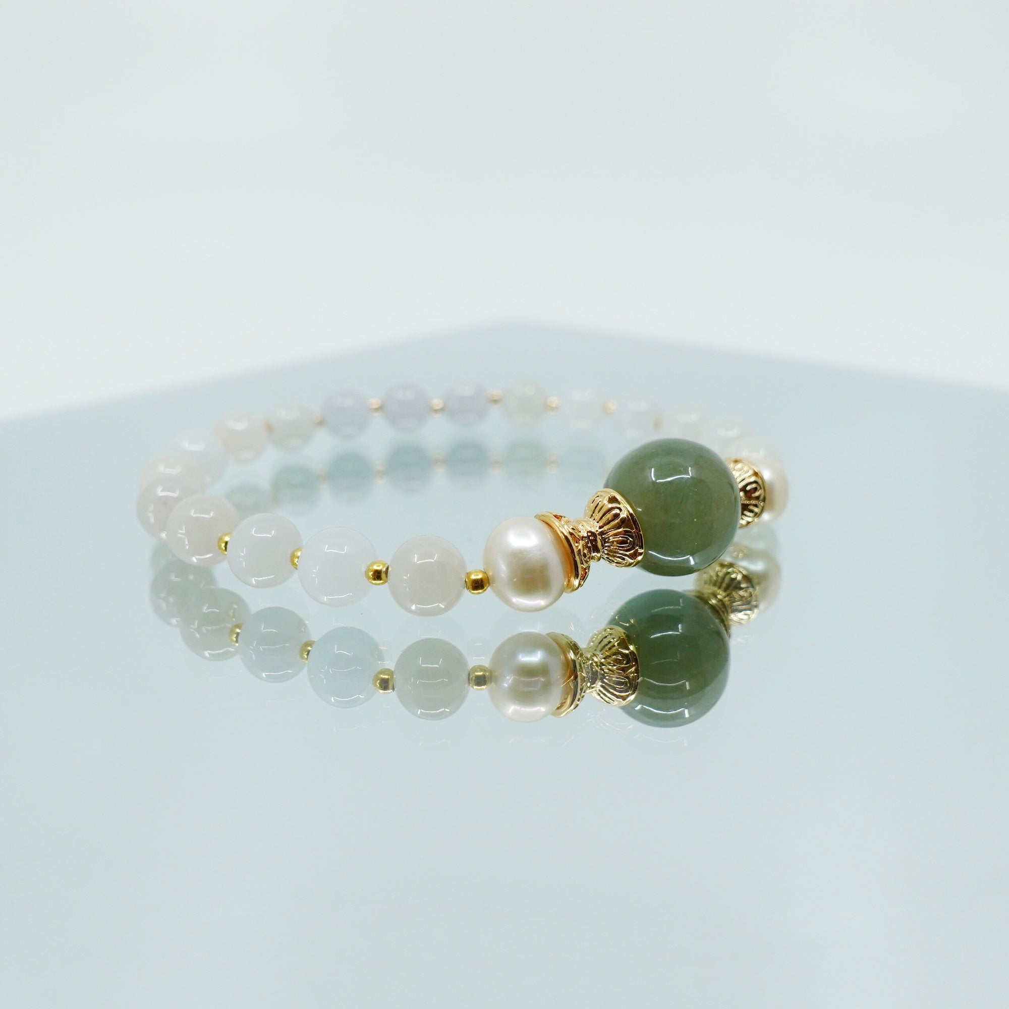 Beaded Mint Jadeite Bracelet 16cm - Yun Boutique