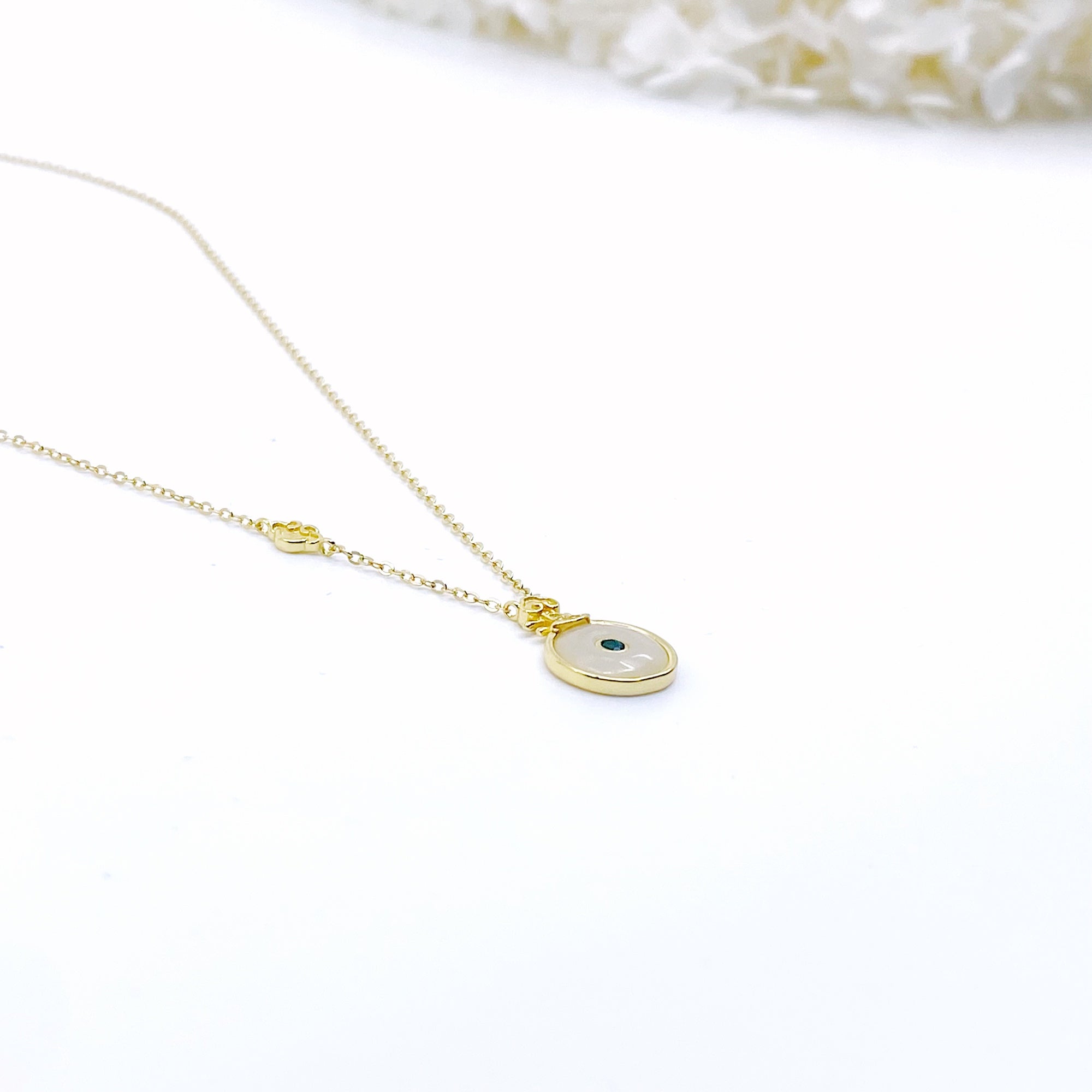 Yun Boutique Gold Pipa White Jade Necklace