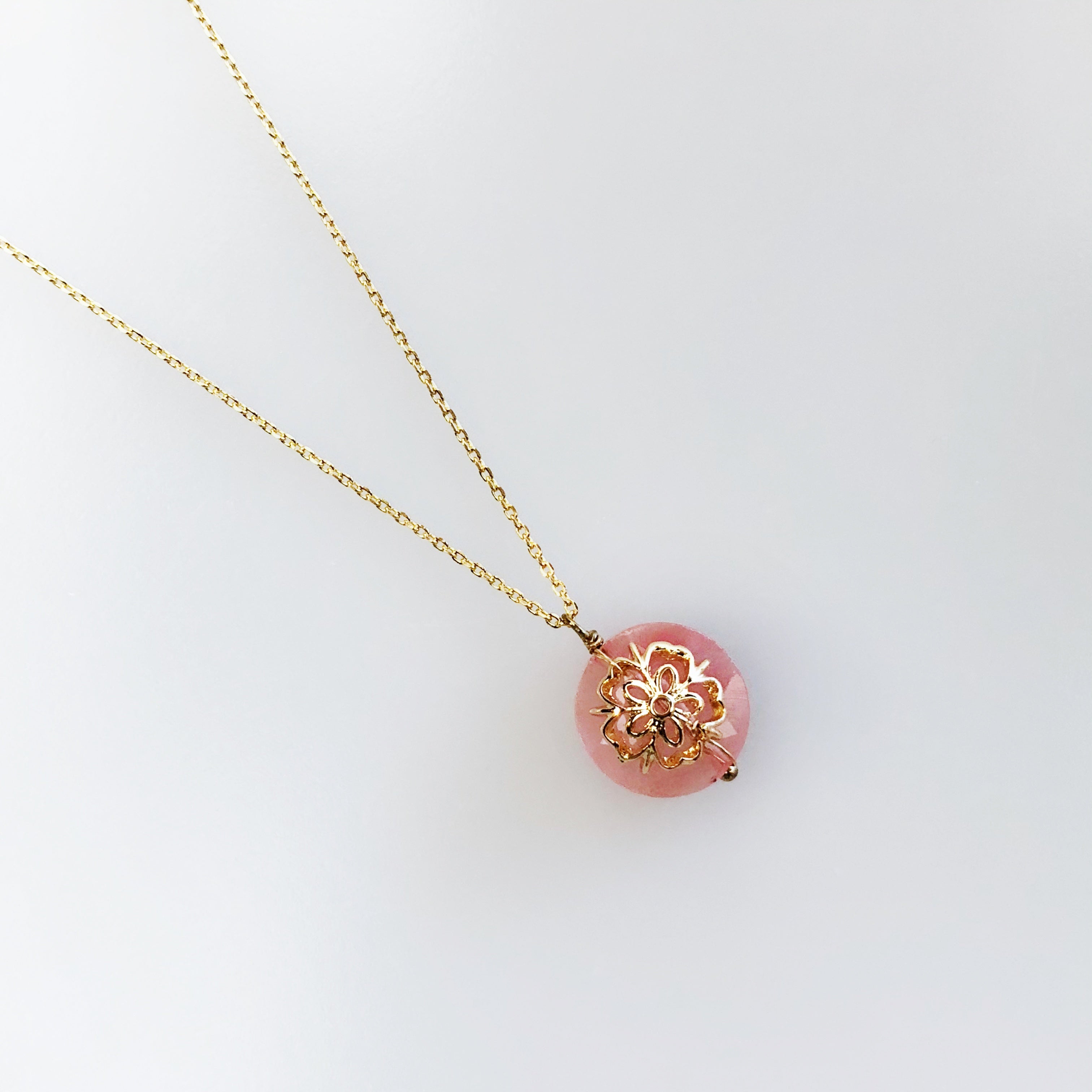 Plum Blossom Necklace in Rose Quartz, Asian Boutique Jewelry from New York