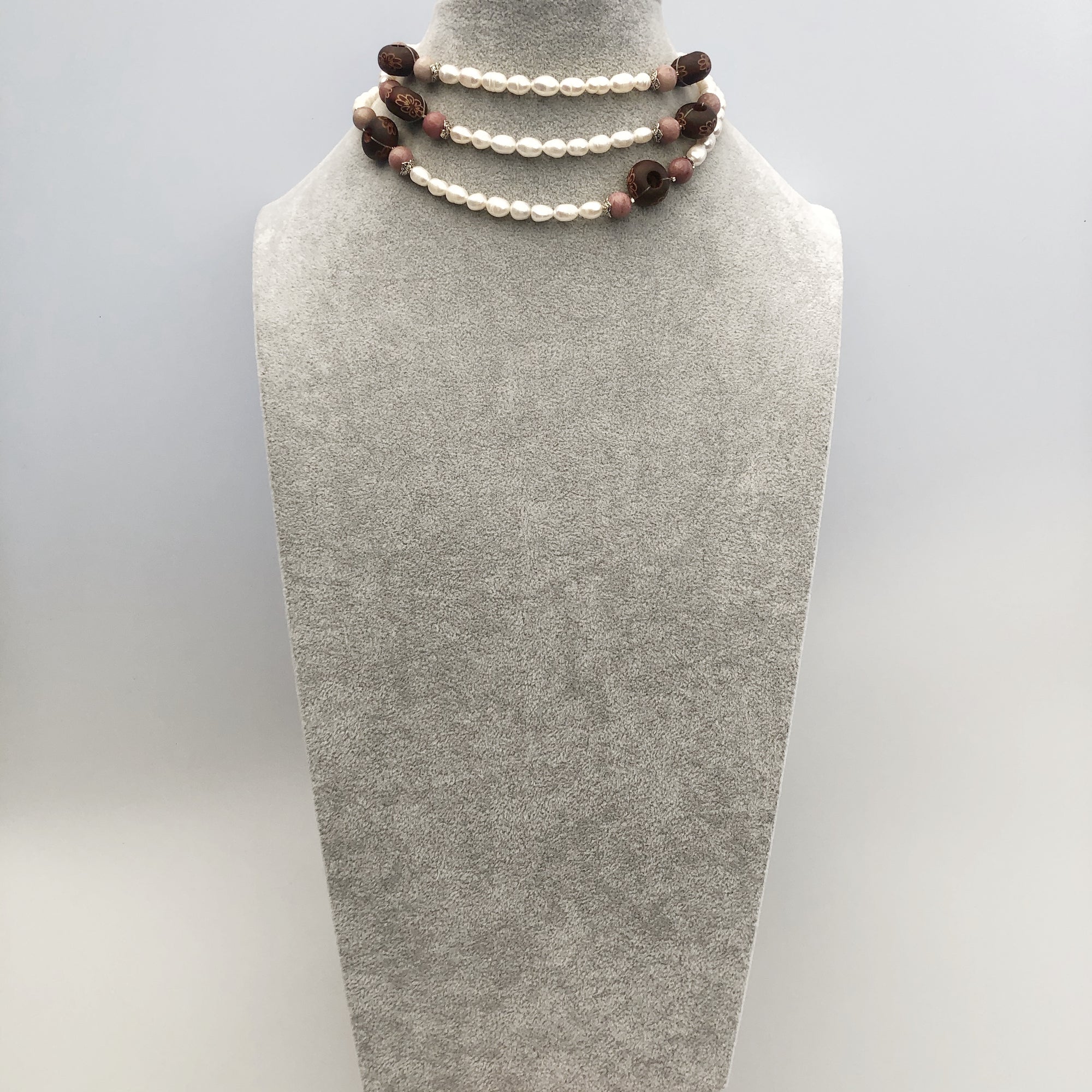 Multi-style Baroque Pearl Lariat Necklace Set with Red Tassels