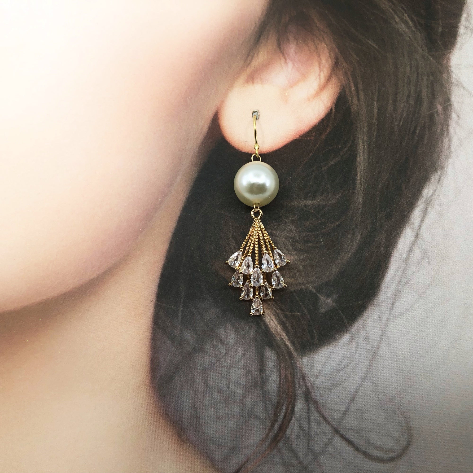 Firework Zircon and Pearl Earrings - Yun Boutique