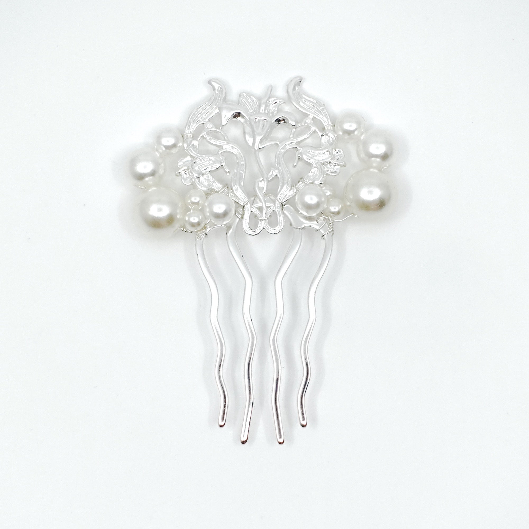 Lily Flower Hair Comb Silver - Yun Boutique