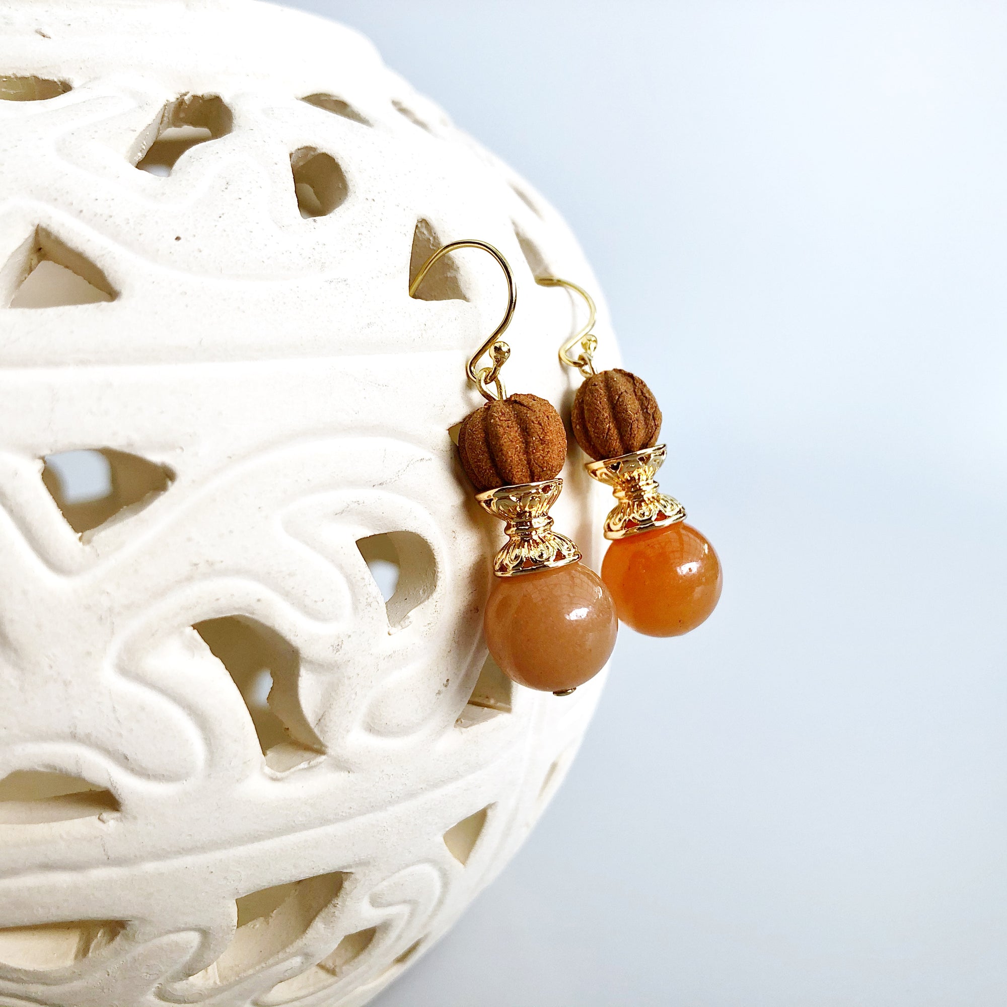 Orange Aventurine Herbal Earrings