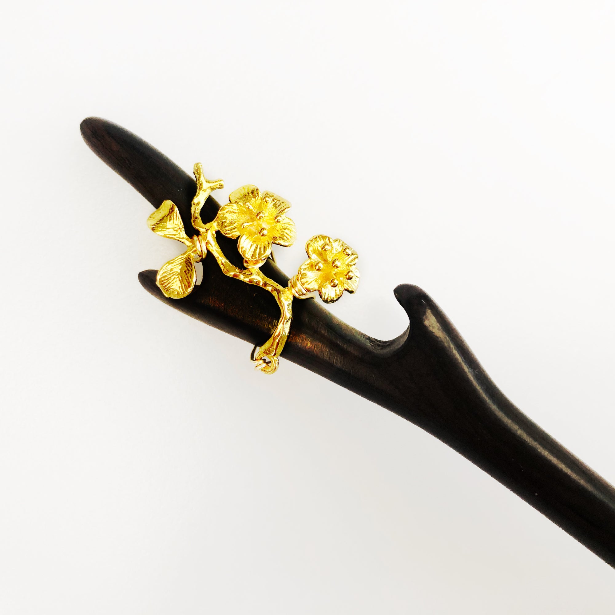 Gold Plum Blossom Wood Hair Stick