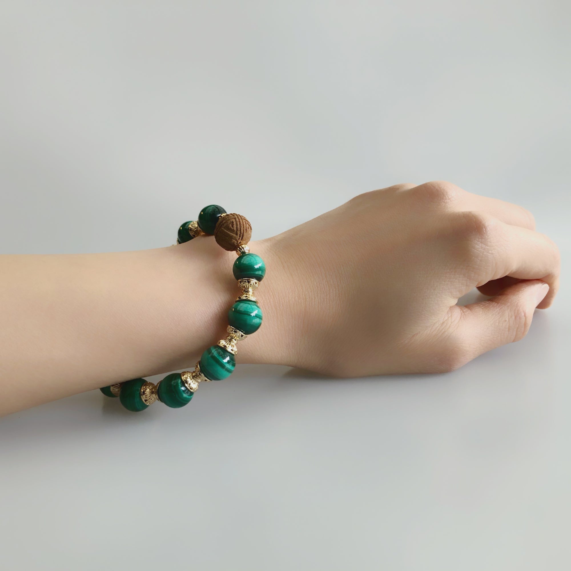 Vintage Style 10mm Malachite Herbal Bracelet