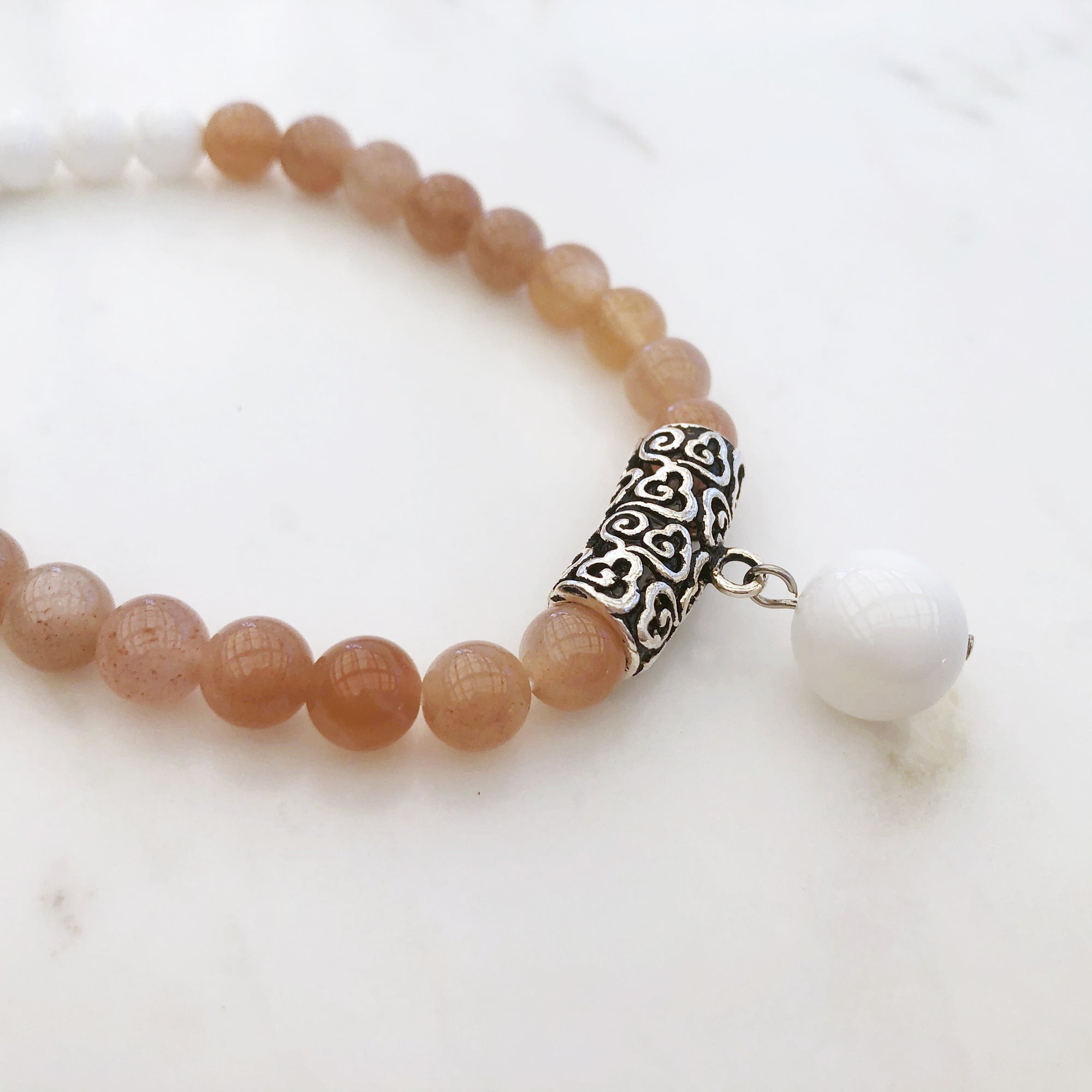 Sunstone and Tridacna Auspicious Clouds Bracelet