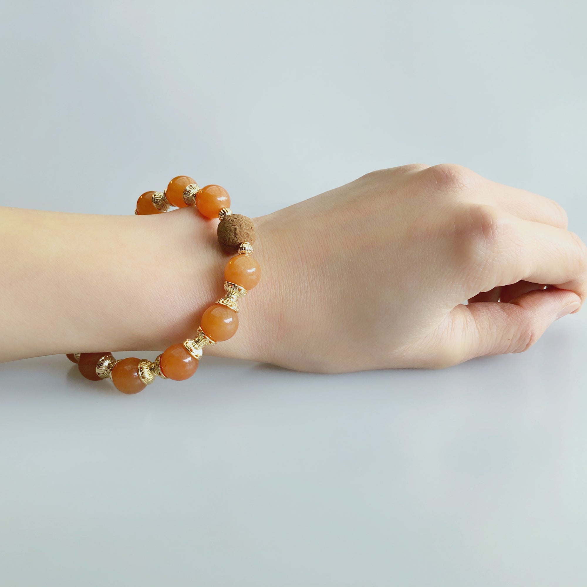 Vintage Style 10mm Orange Aventurine Herbal Bracelet