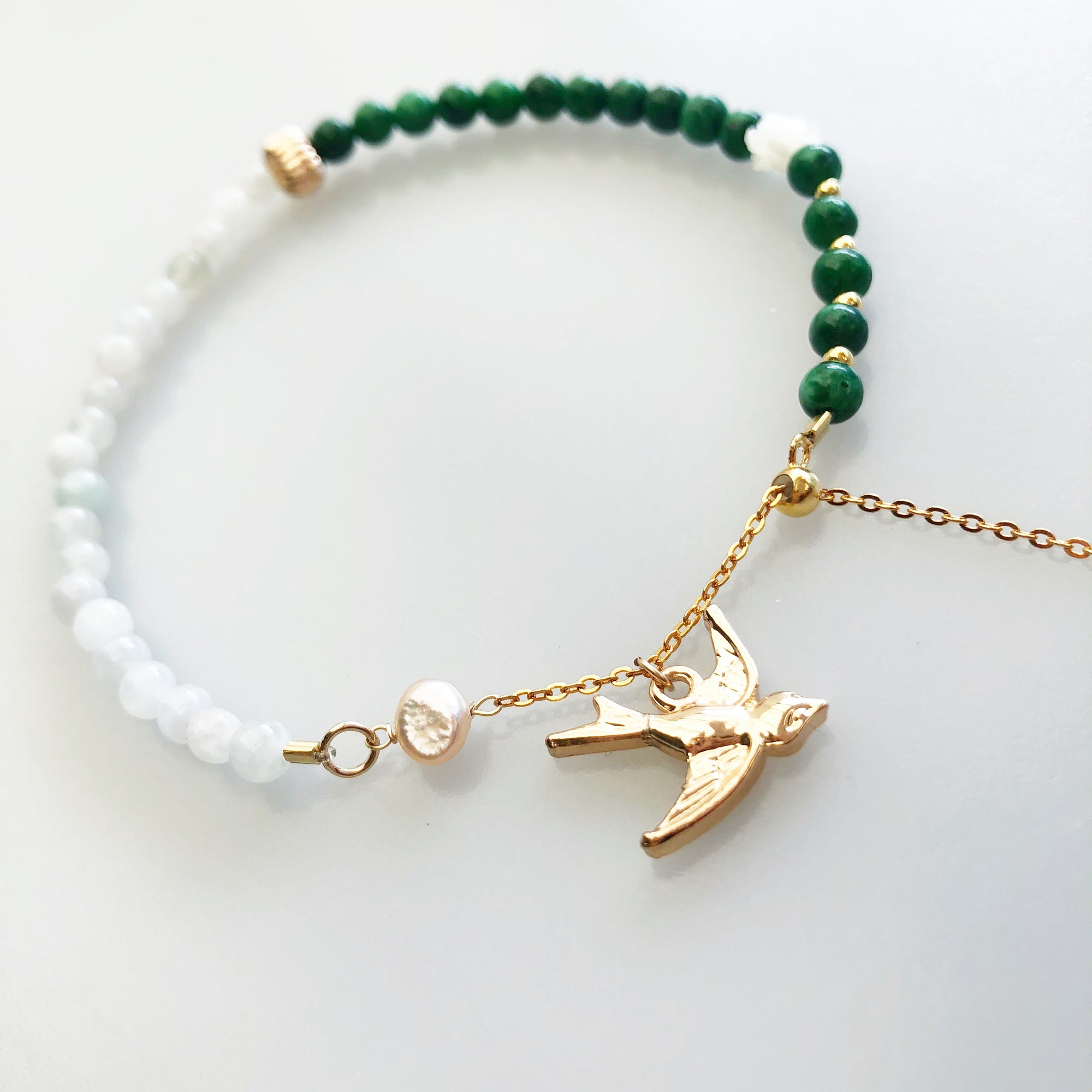 Bird and Flower Jadeite Bracelet - Yun Boutique