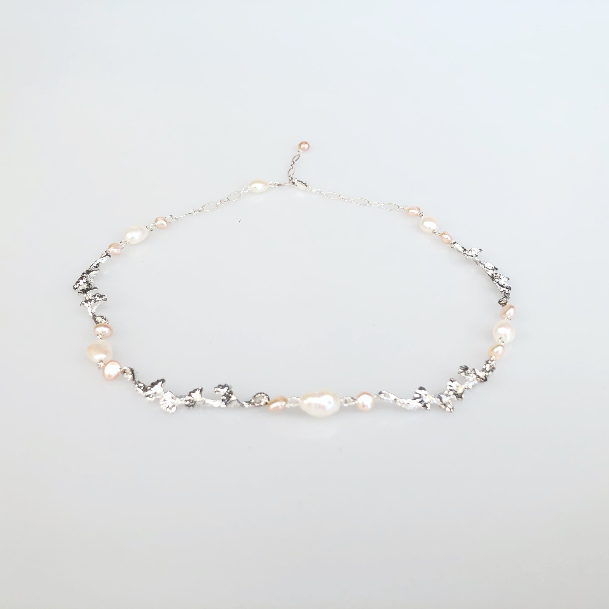 Yun Boutique Silver Vine Baroque Pearl Necklace