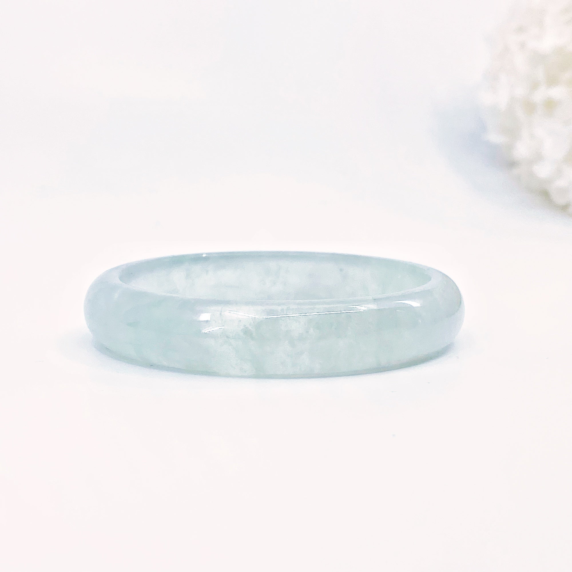 Yun Boutique Icy Green Cloudy Jade Stone Bangle