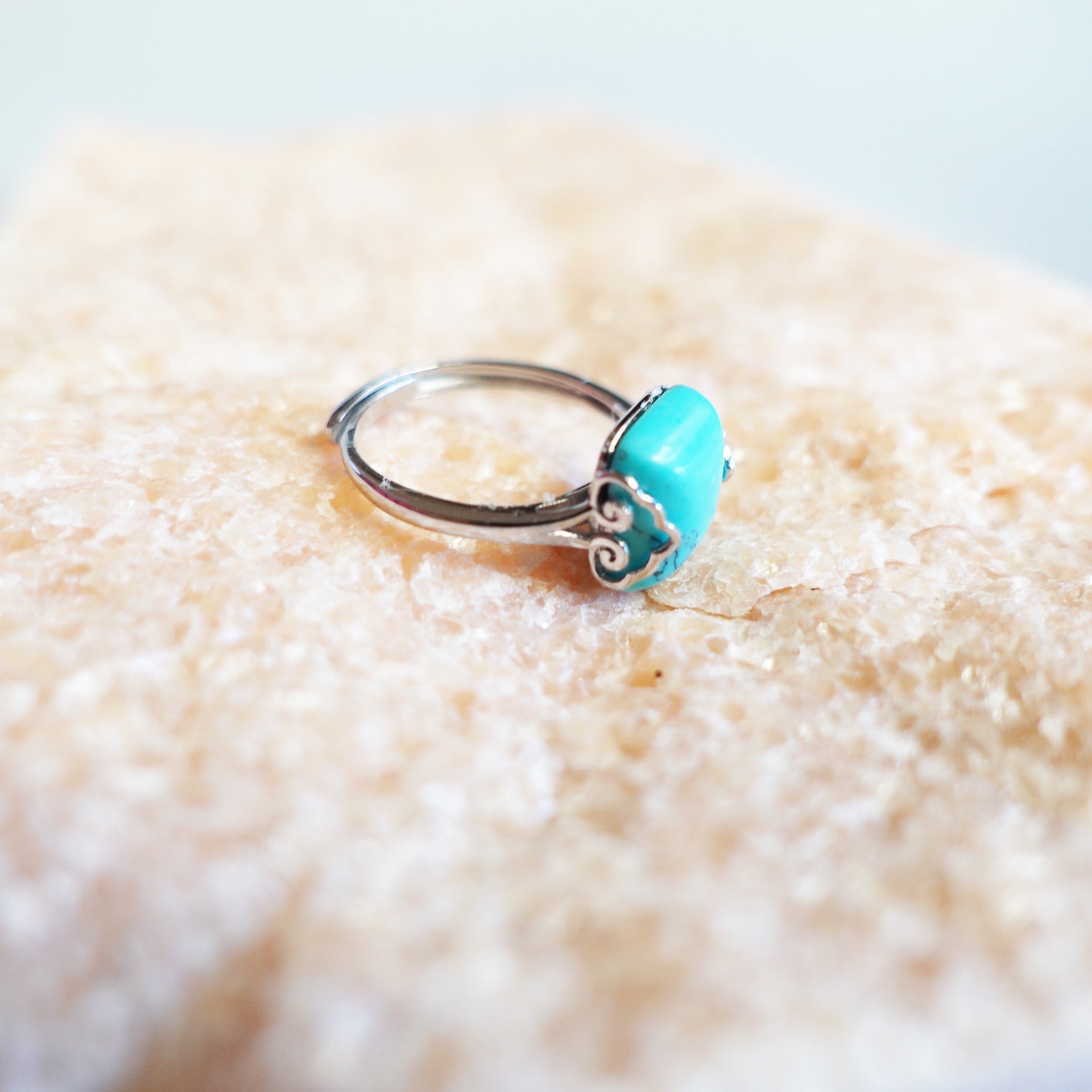 Turquoise ring, cocktail ring, sterling silver ring, vintage ring, silver rings for women, square ring, handmade ring, real silver rings, 925 ring, boutique ring, Asian ring, Yun Boutique Ring