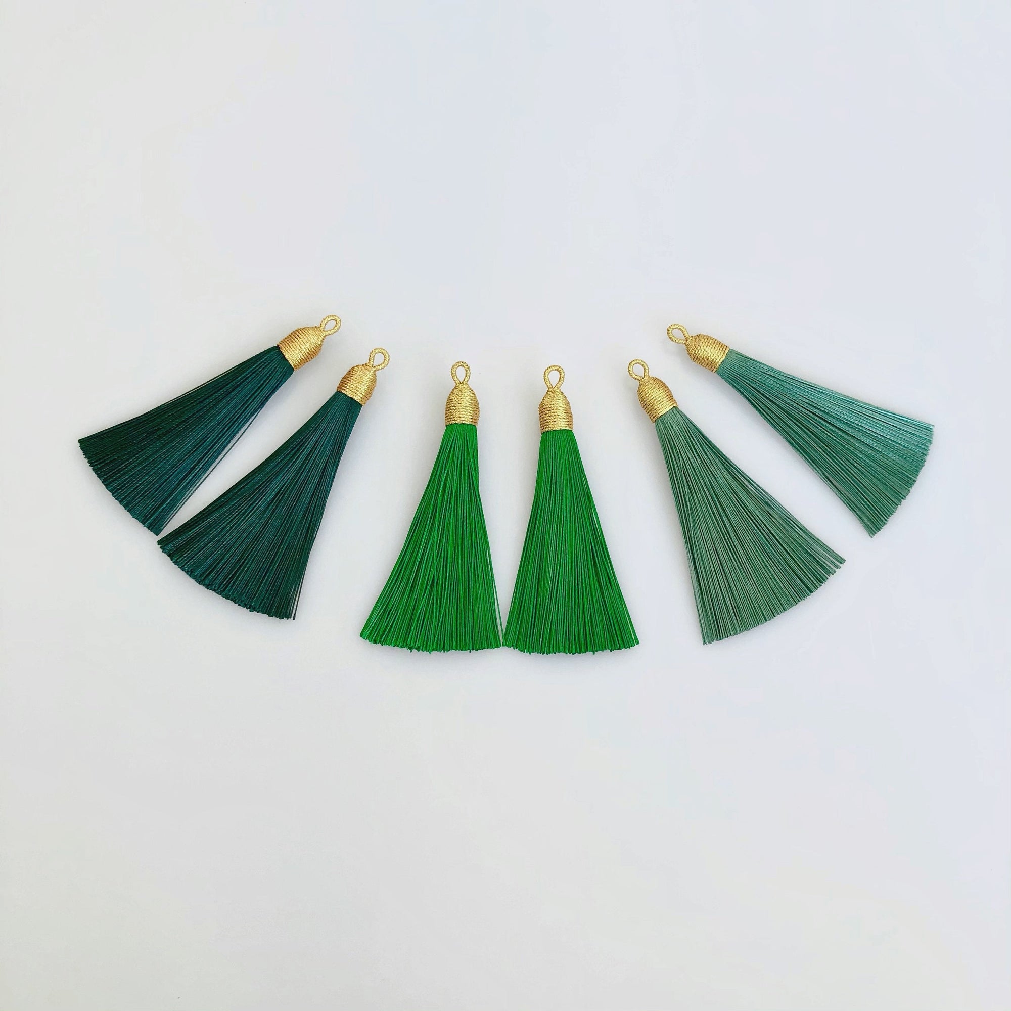 Large Baroque Pearl Emerald Green Silk Tassel Earrings