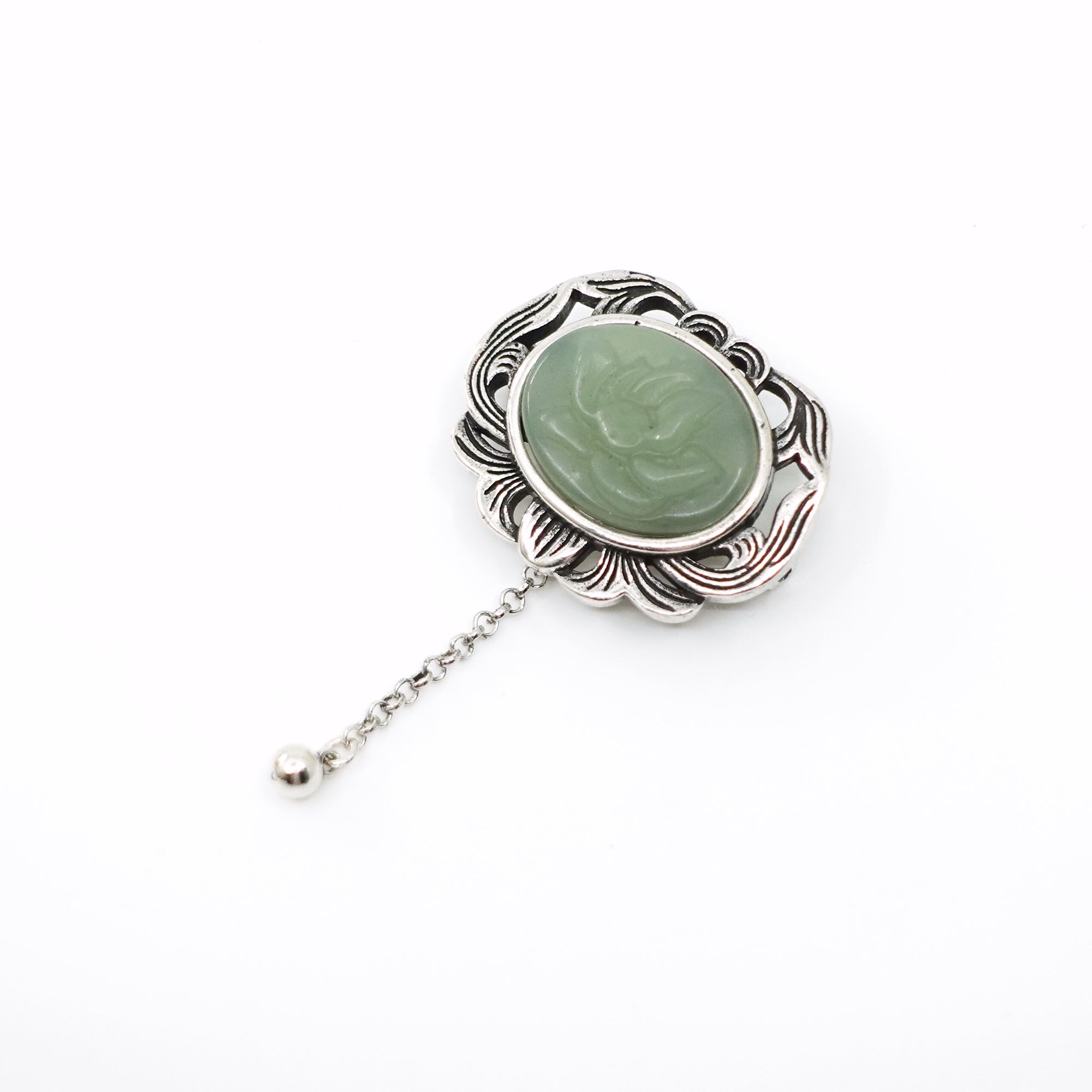 Hetian Nephrite Jade Lotus Brooch - Yun Boutique