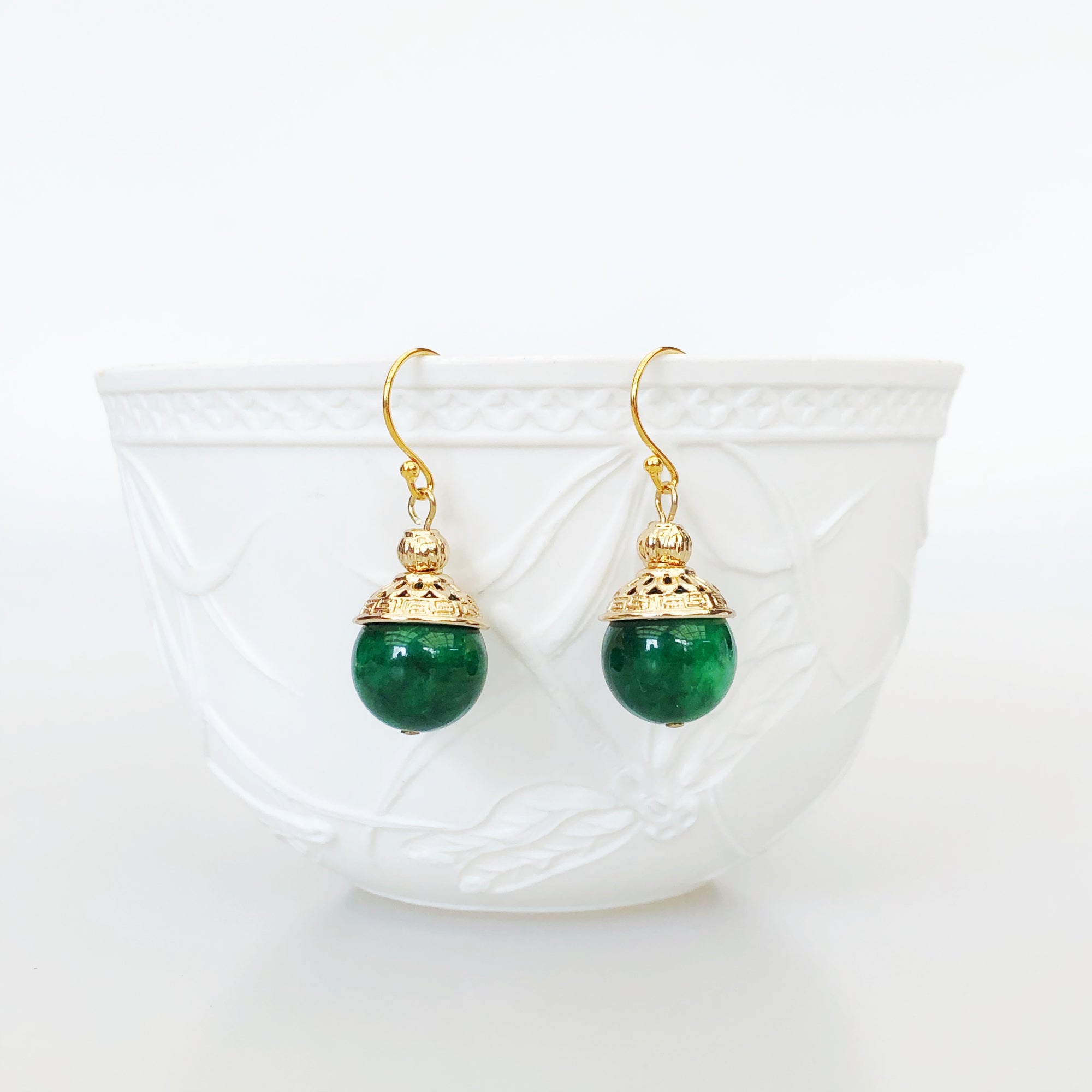 Gold Jadeite Earrings