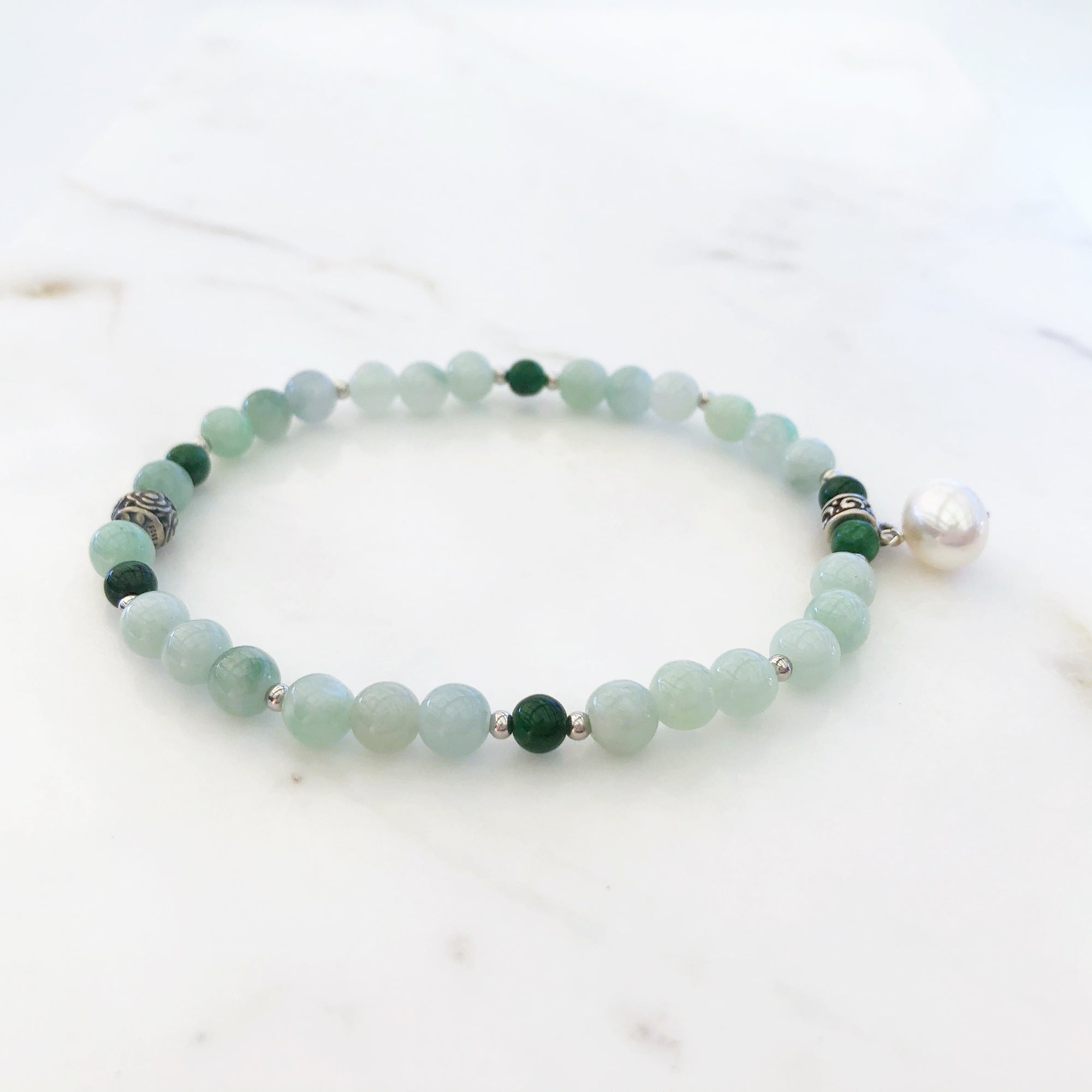 Ten Directional Min Green Jadeite Bracelet