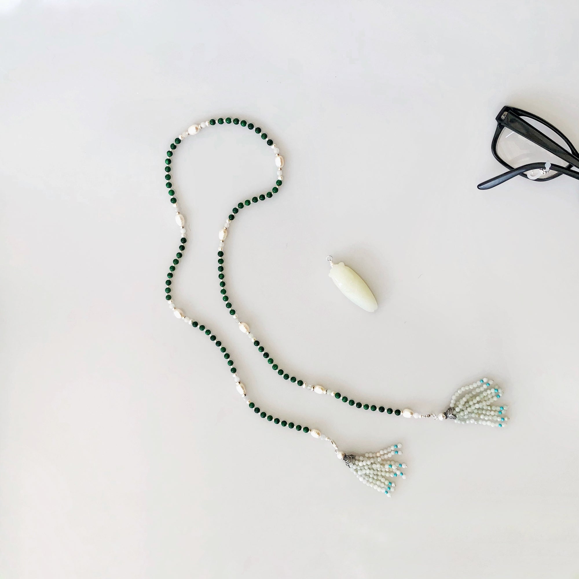 Return to Origin Green Jade Lariat Necklace - Yun Boutique