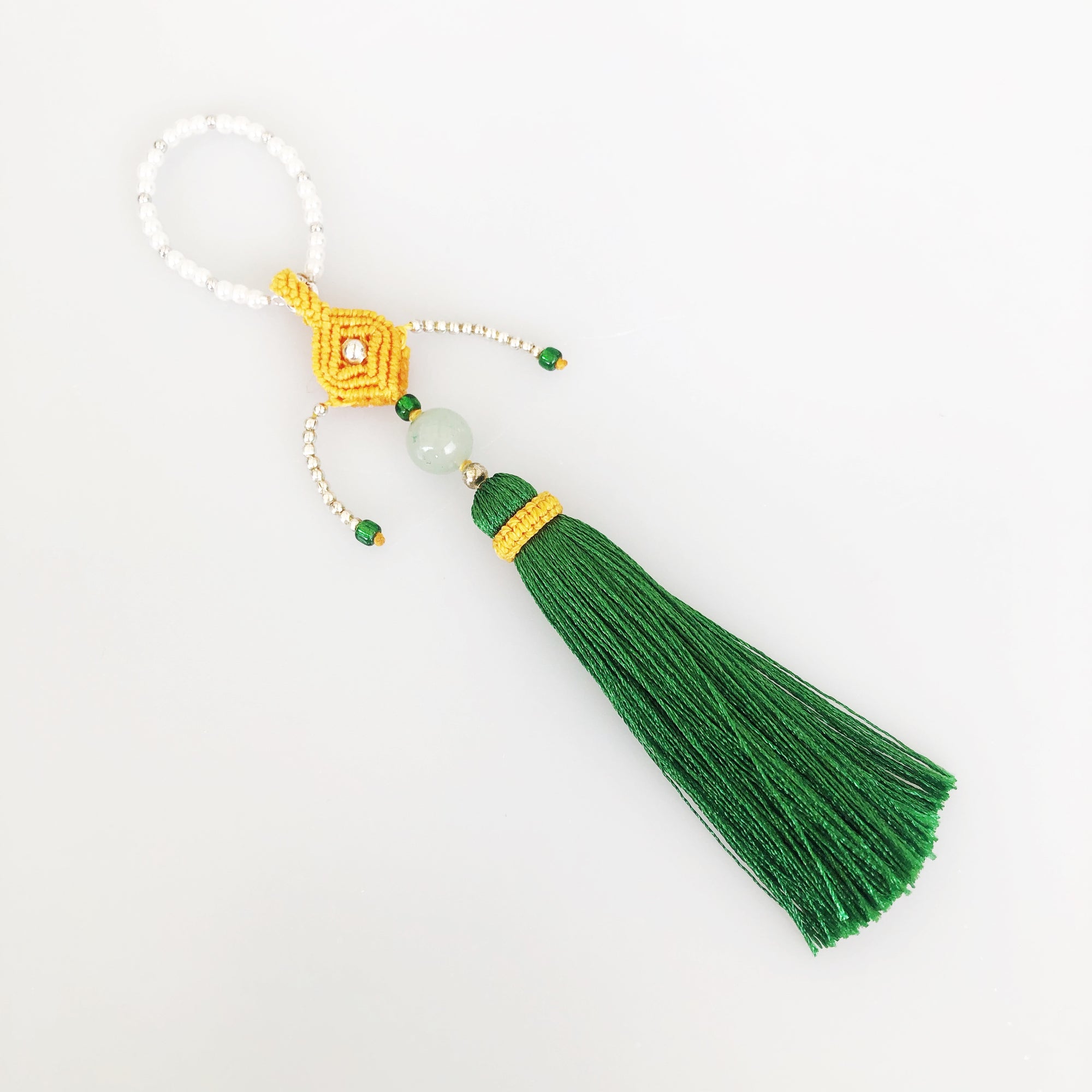 Green Silk Tassel Bag Accessory