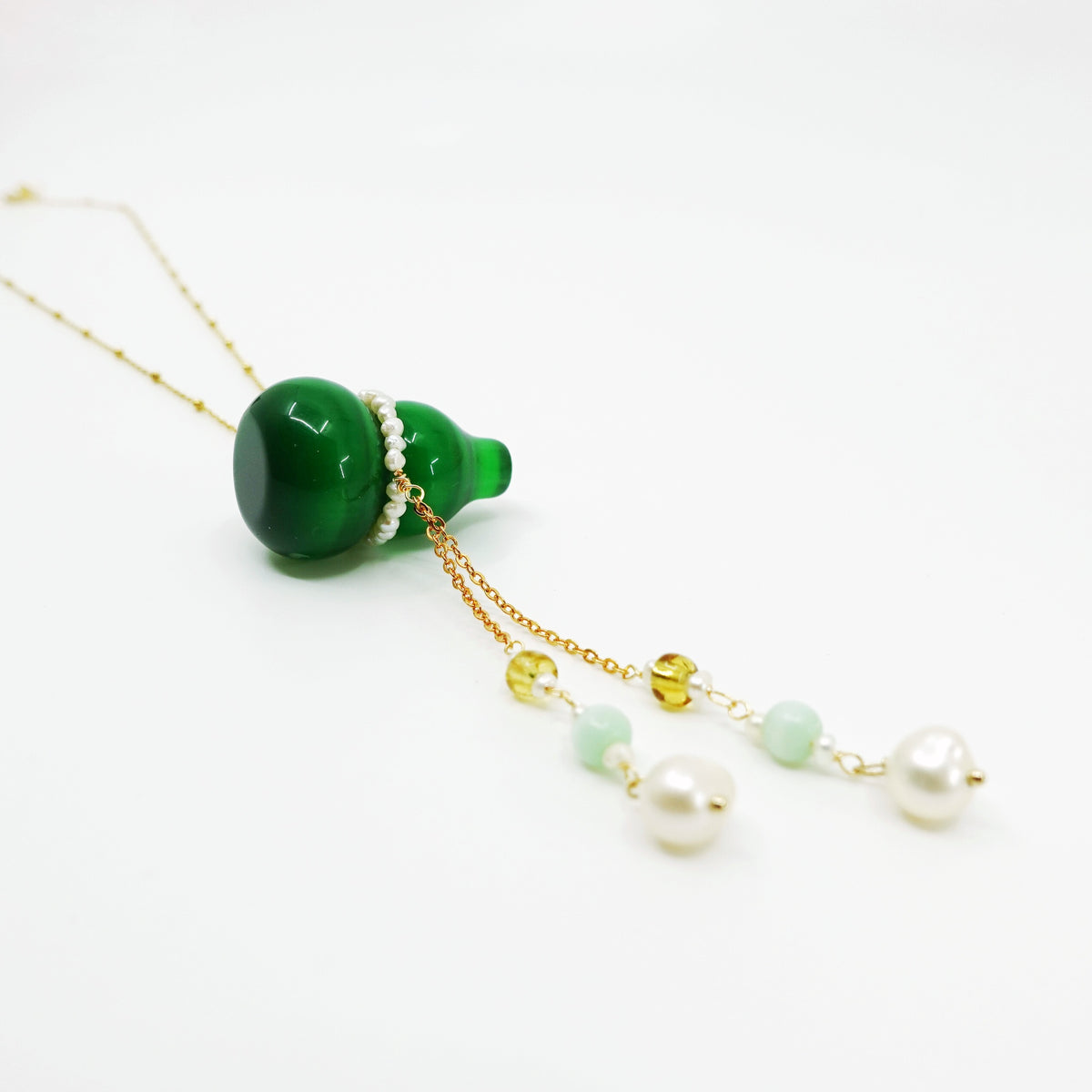 Green Cateye Hulu Gourd Pendant Necklace - Yun Boutique