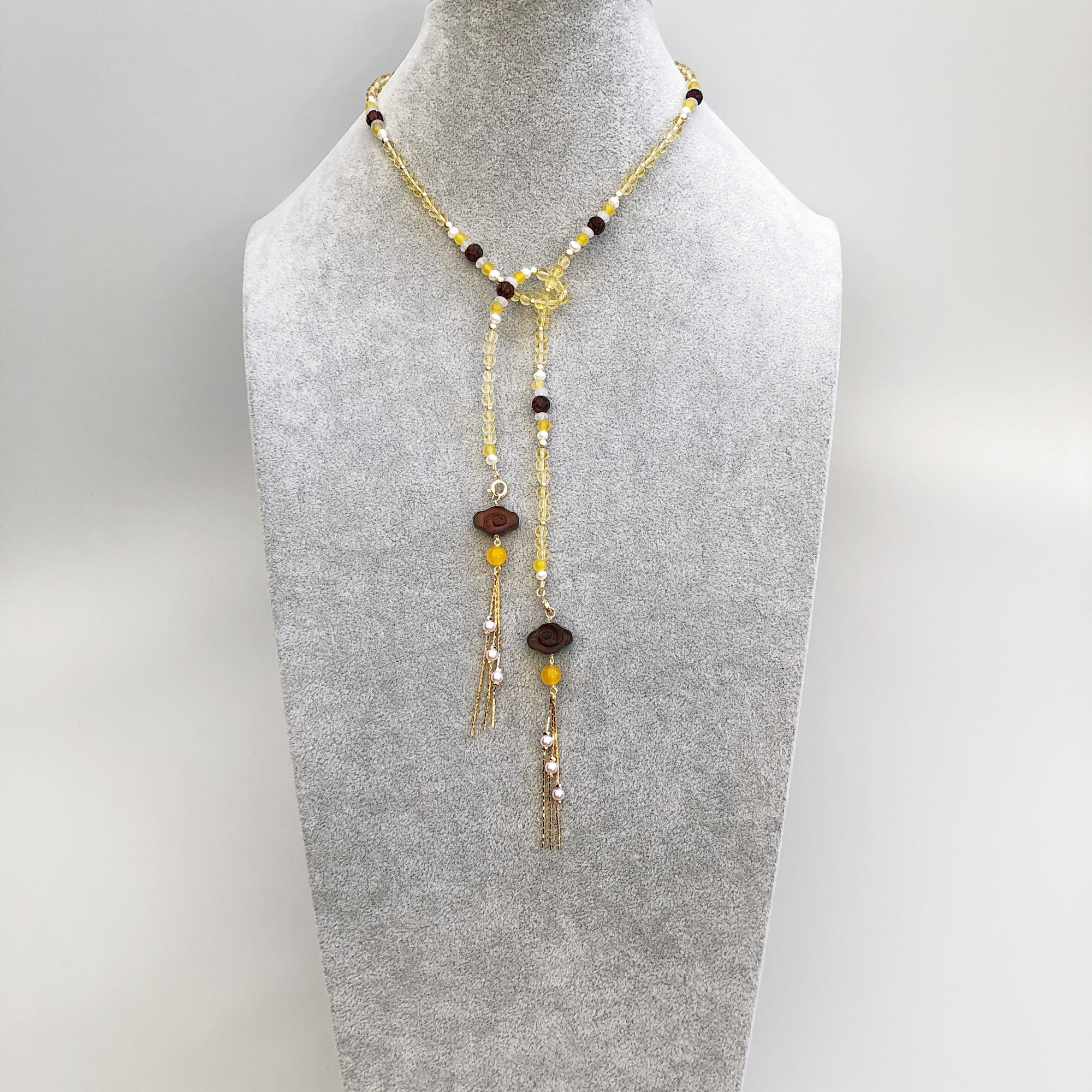 Multi-style Yellow Crystal Lariat Necklace Set - Yun Boutique