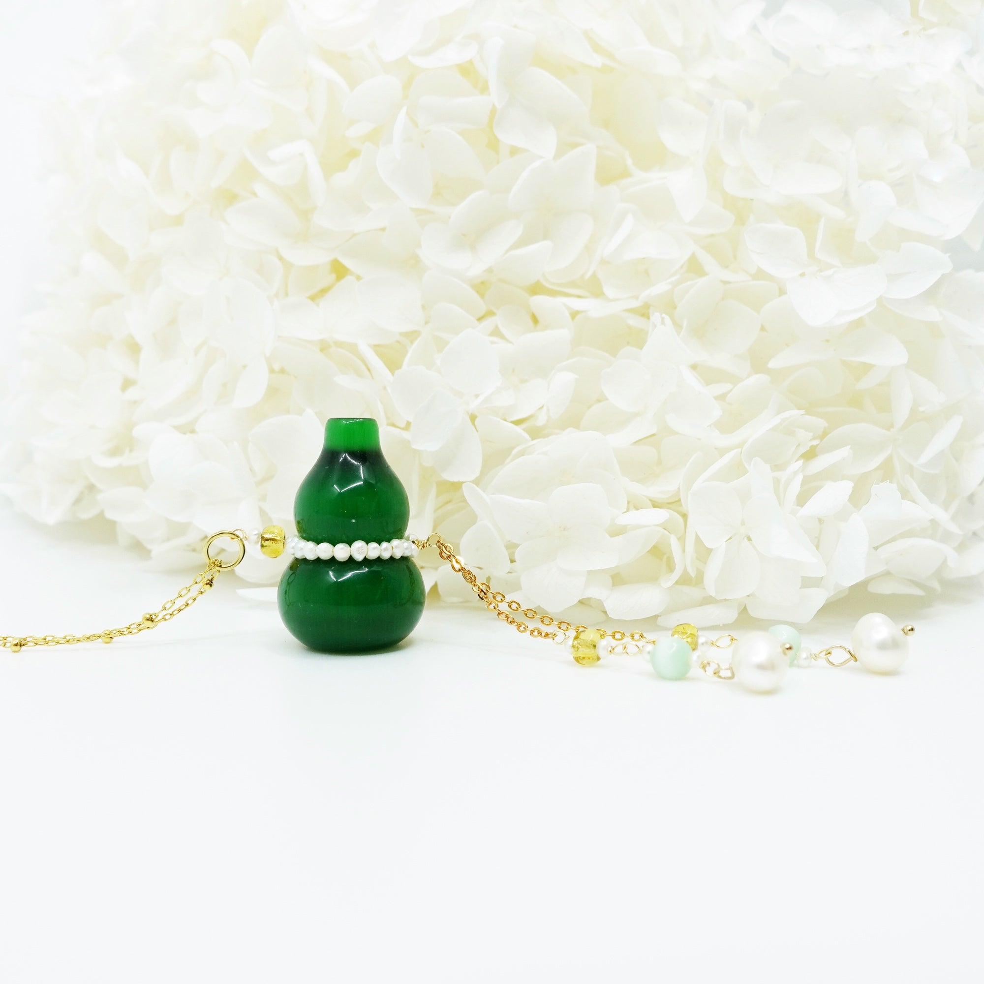 Green Cateye Hulu Gourd Pendant Necklace - Yun Boutique