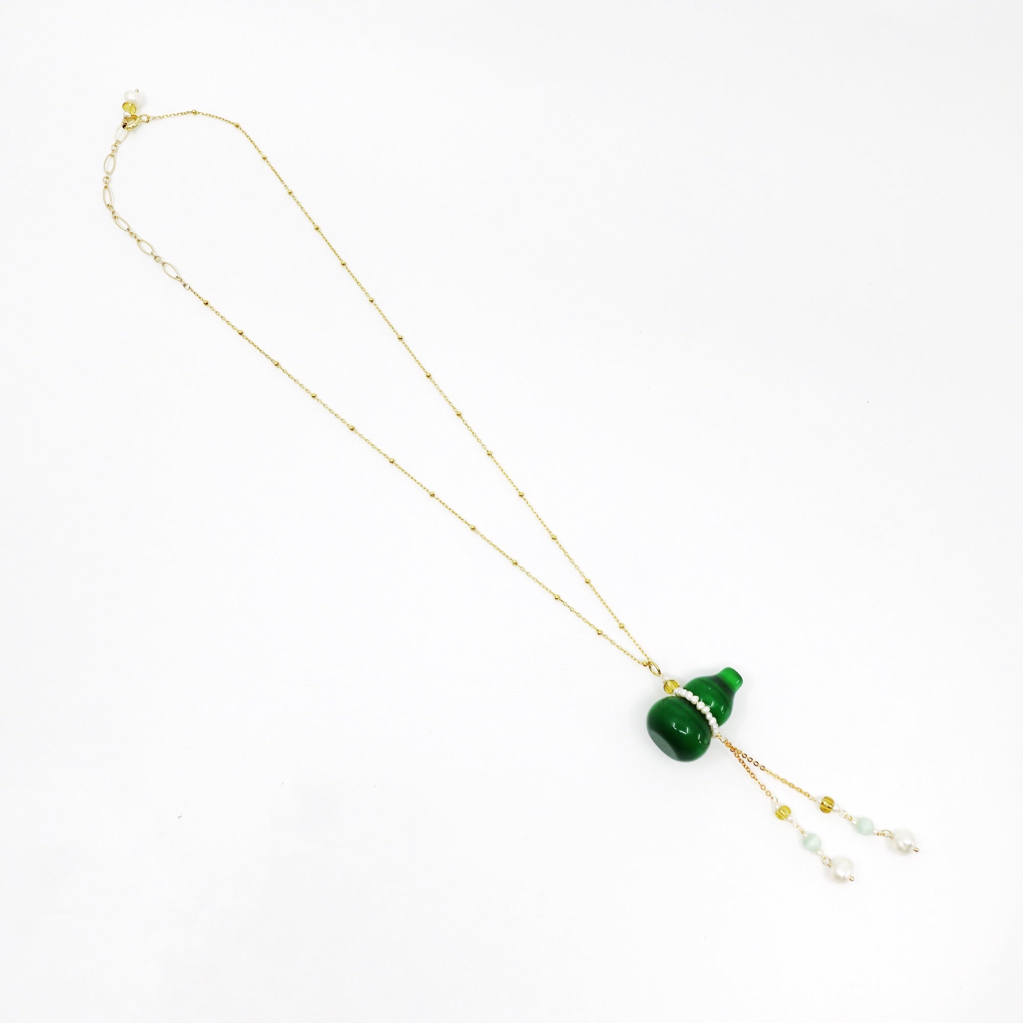 Green Cateye Hulu Gourd Pendant Necklace - Yun Boutique