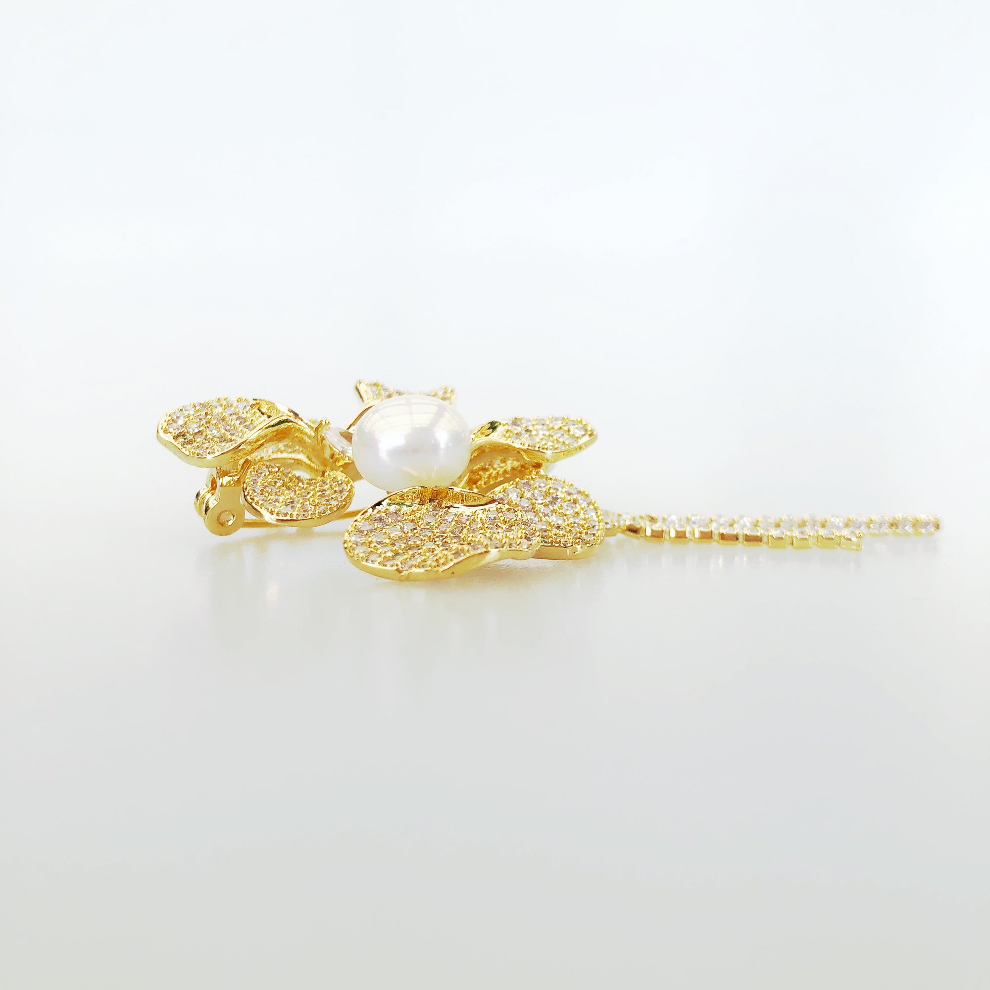 Gold Plated Orchid Zircon Brooch Pendant