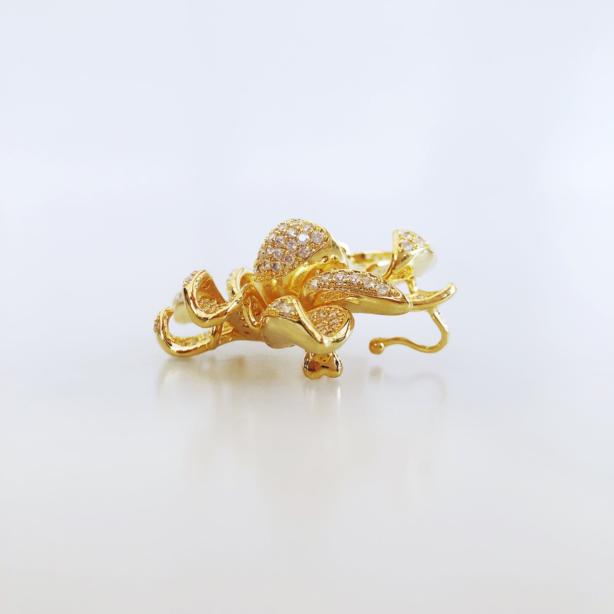 Gold Plated Lotus Zircon Brooch Pendant