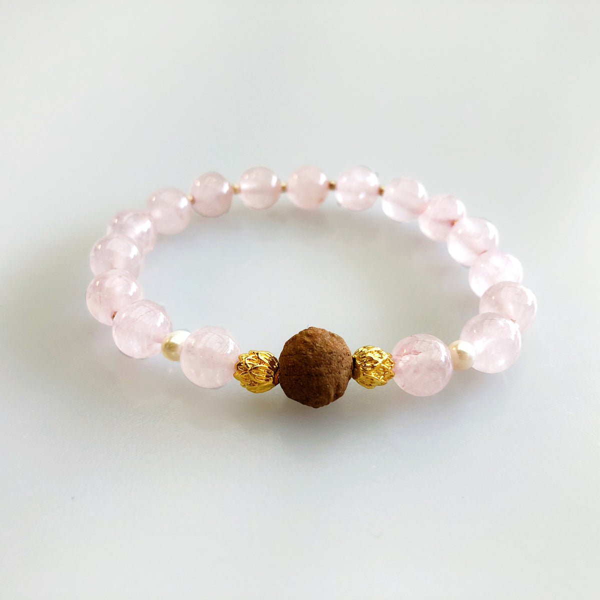 Beaded Rose Quartz Herbal Bracelet