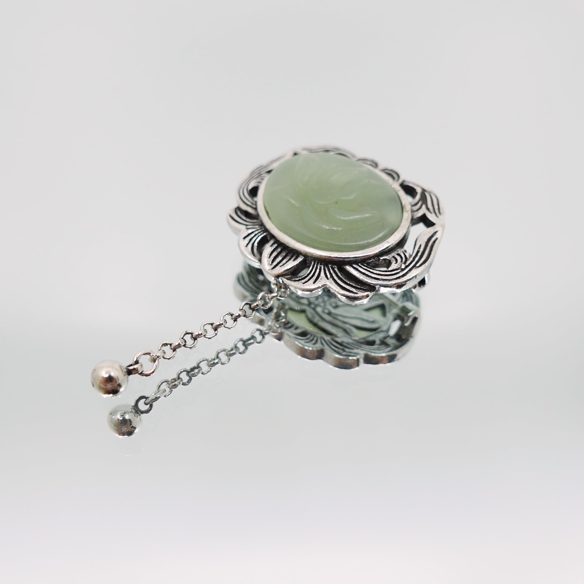 Hetian Nephrite Jade Lotus Brooch - Yun Boutique