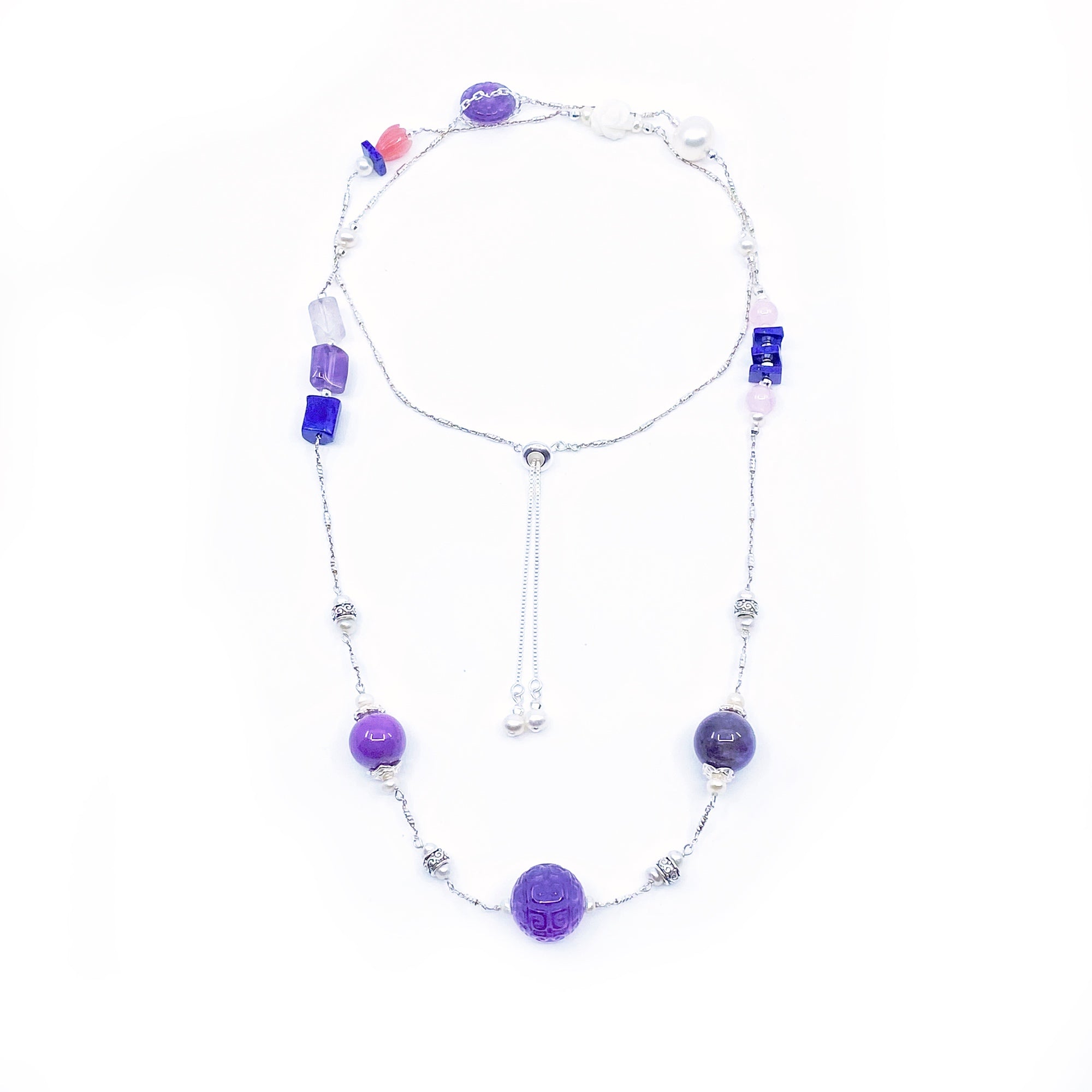 Yun Boutique The Nine Purple Gemstone and Flower Necklace