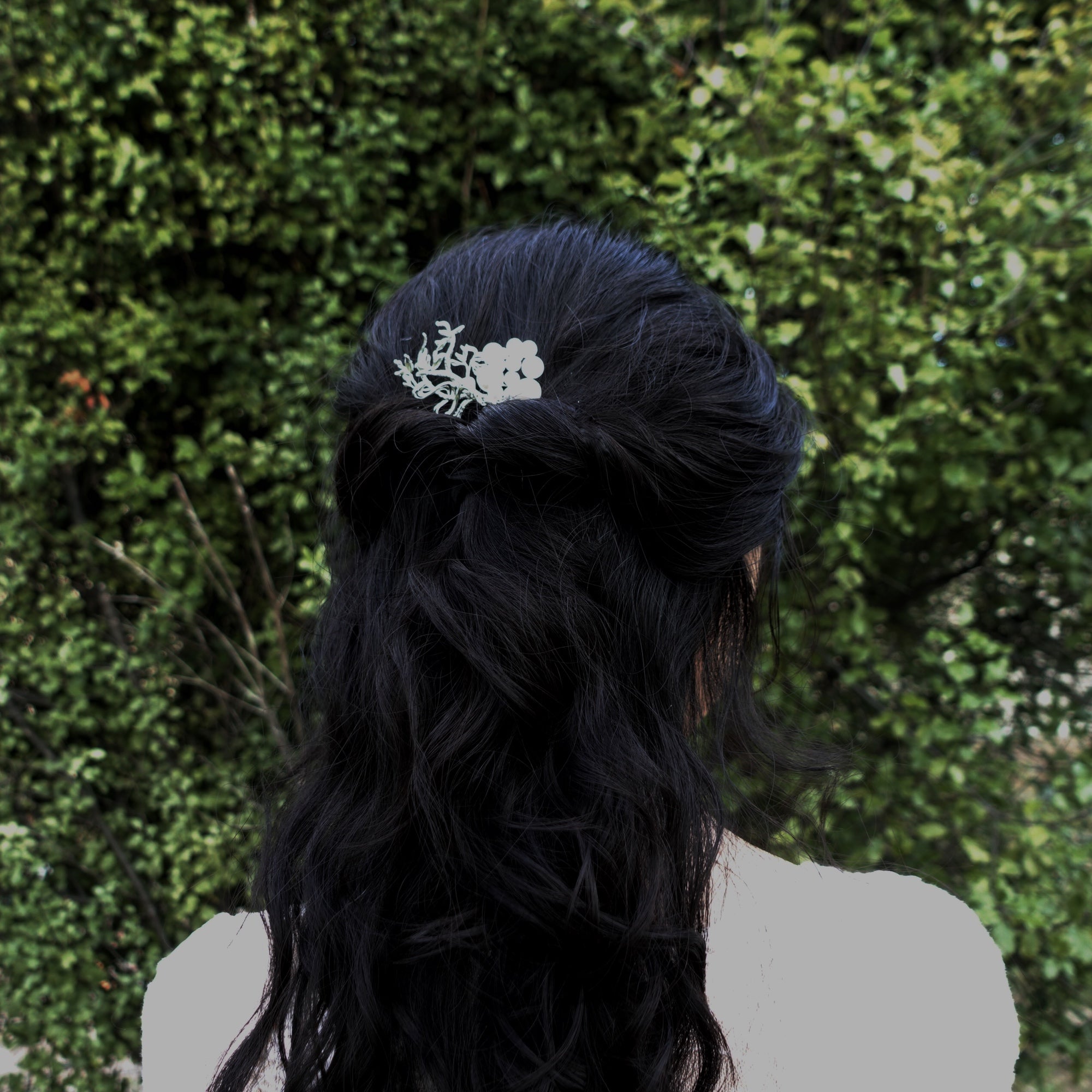 Divine Lotus Hair Comb Silver - Yun Boutique