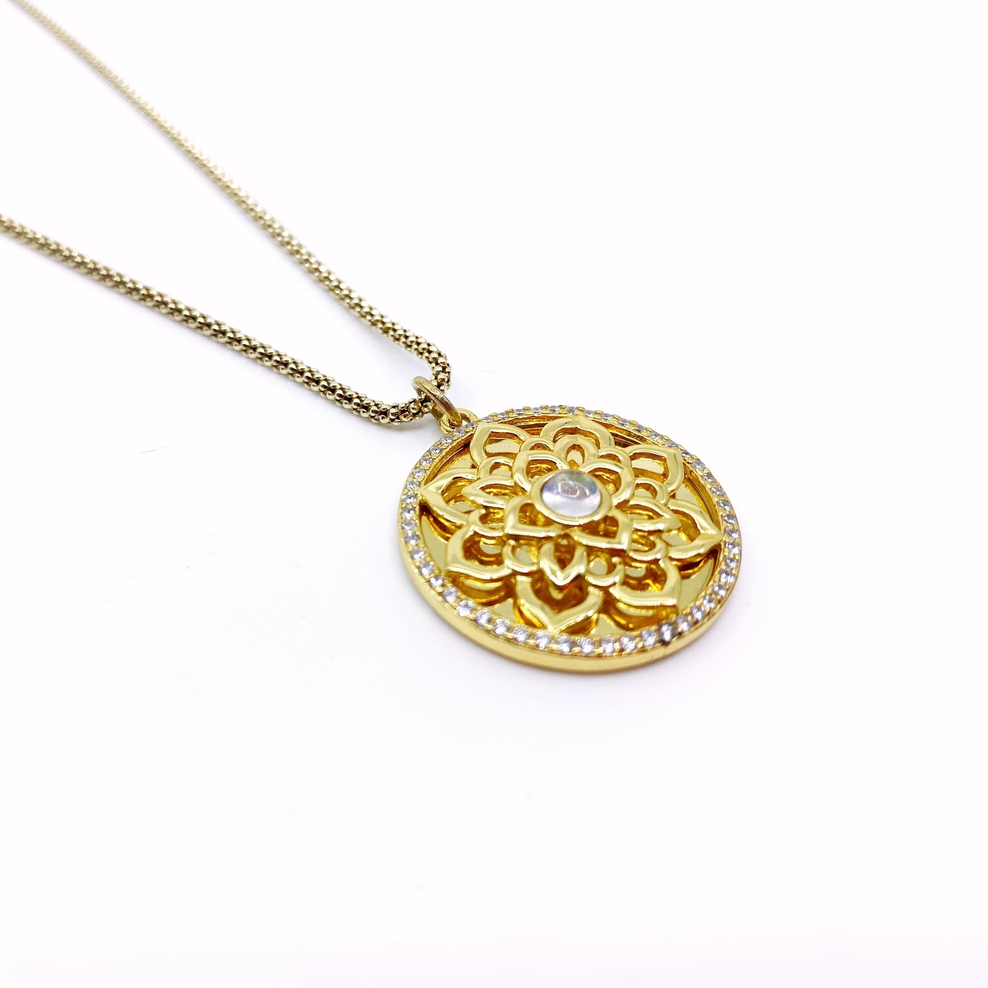 Yun Boutique Gold Lotus Pendant Necklace in Sterling Silver