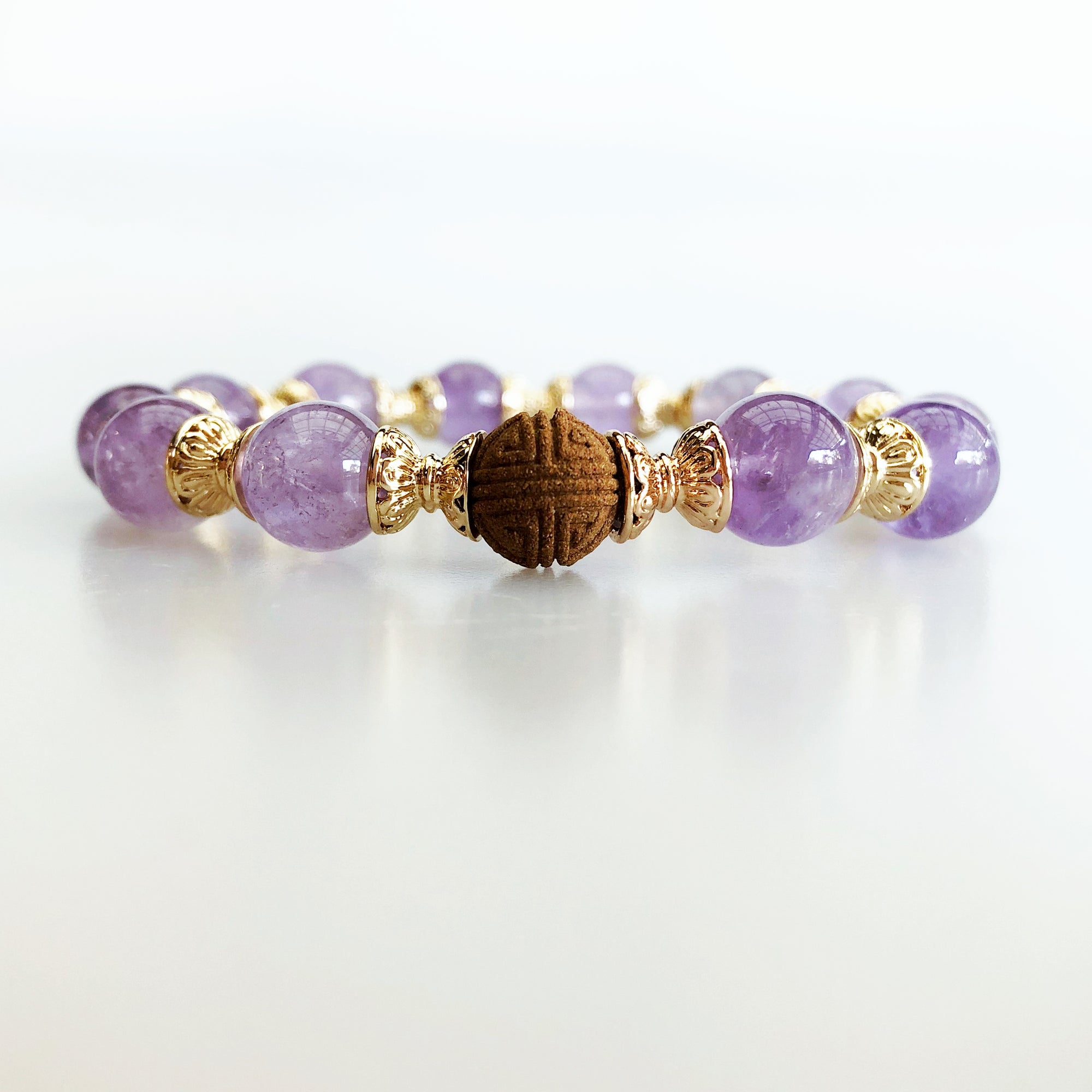 Vintage Style 10mm Amethyst Herbal Bracelet