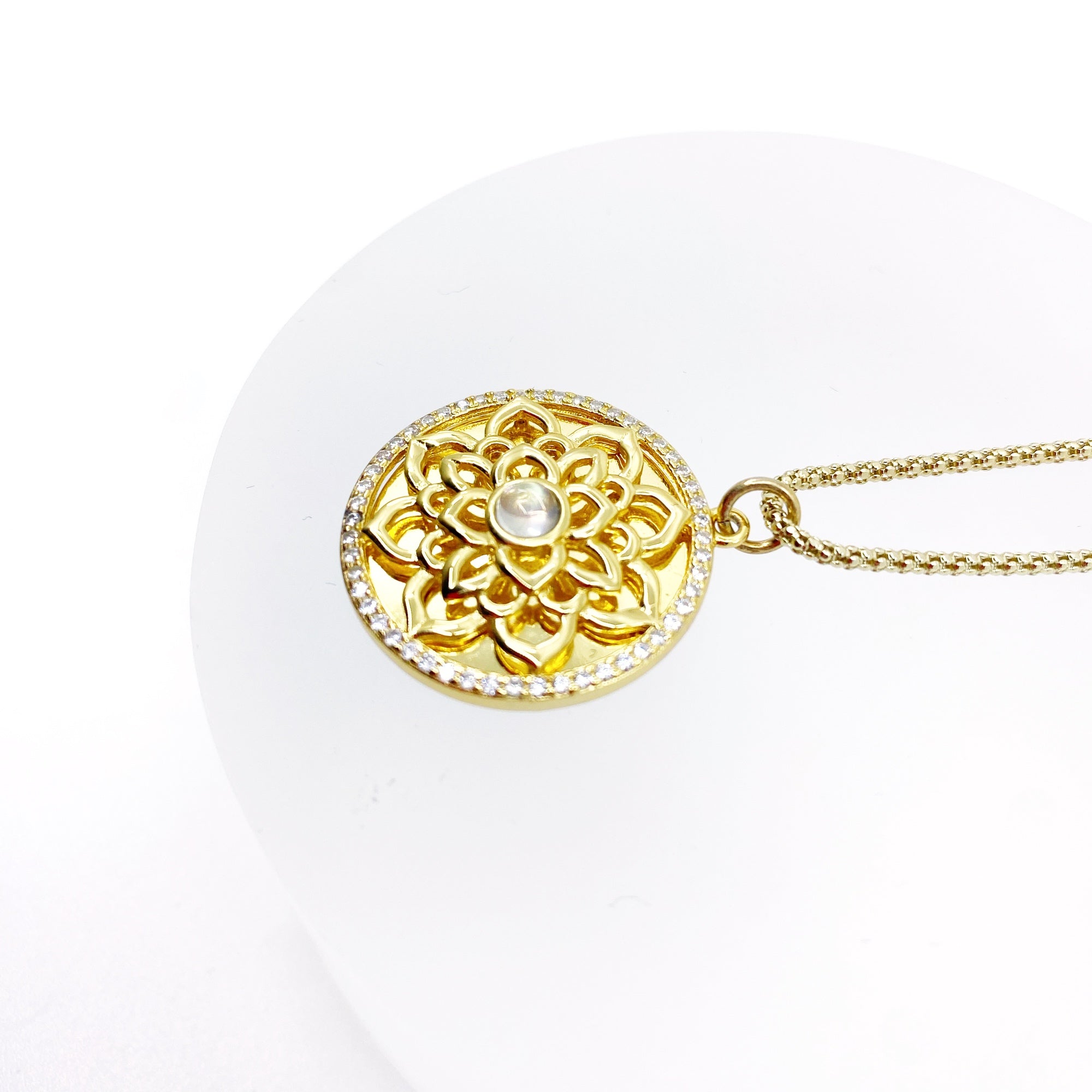 Yun Boutique Gold Lotus Pendant Necklace in Sterling Silver