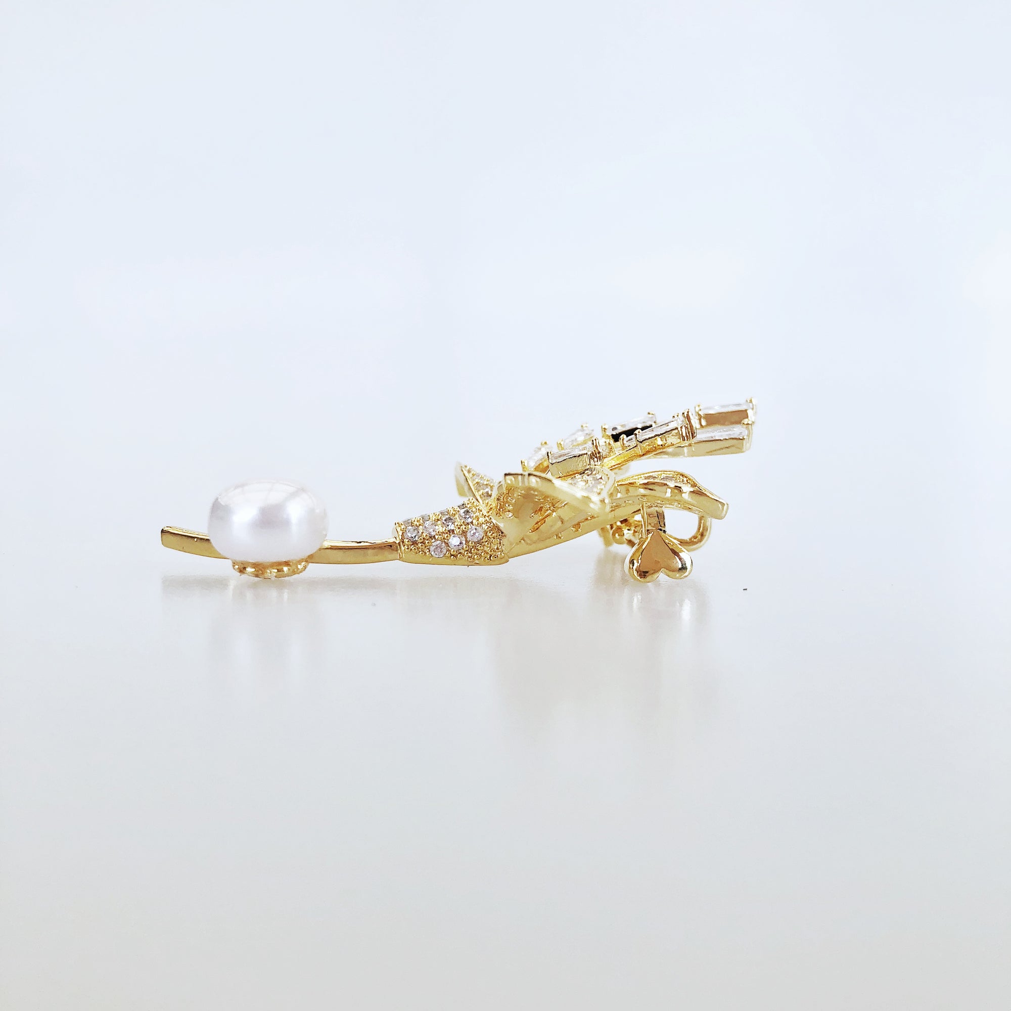 Gold Plated Lily Zircon Brooch Pendant