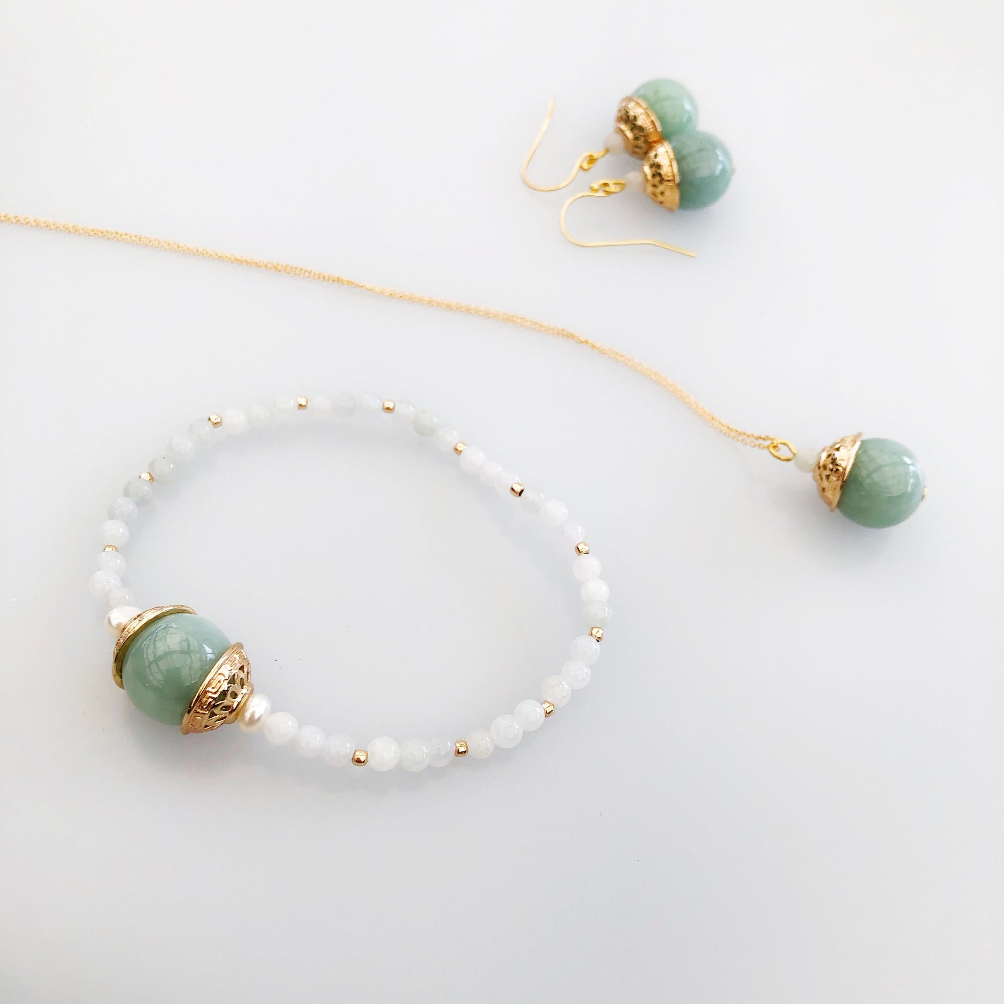 Gold Mint Jadeite Necklace