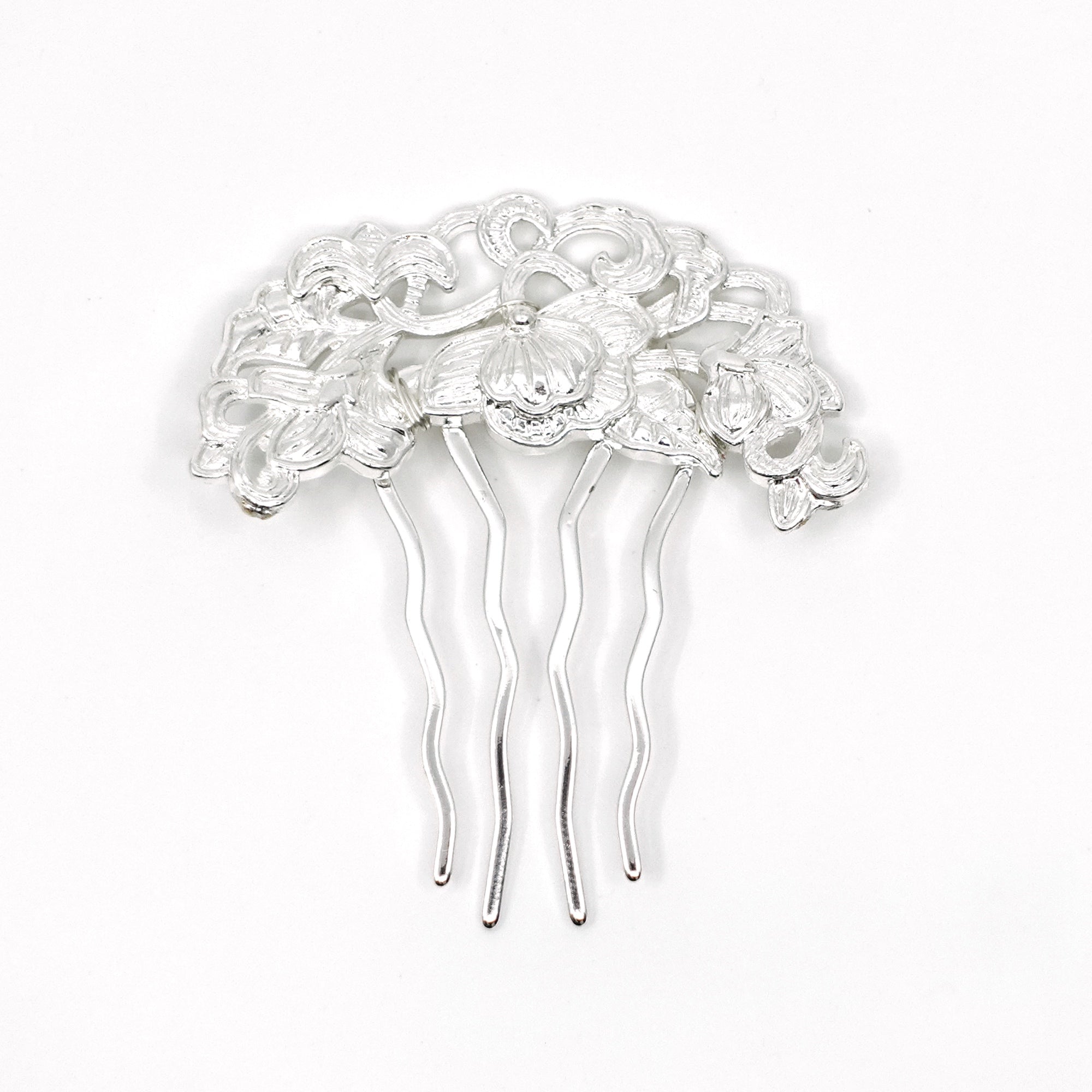 Tree Peony Hair Comb Silver - Yun Boutique