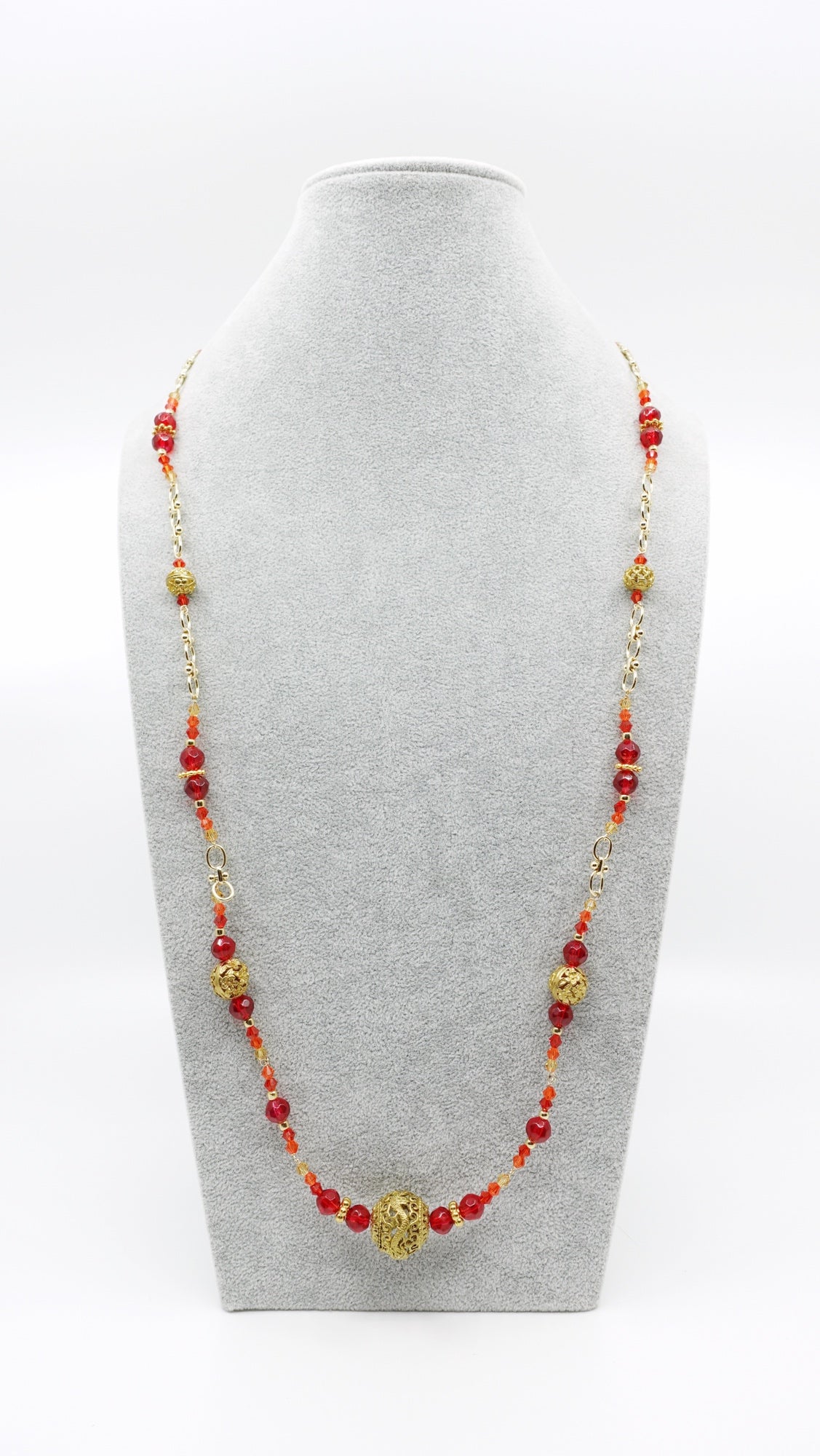 Dragon and Phoenix Red Crystal Necklace - Yun Boutique