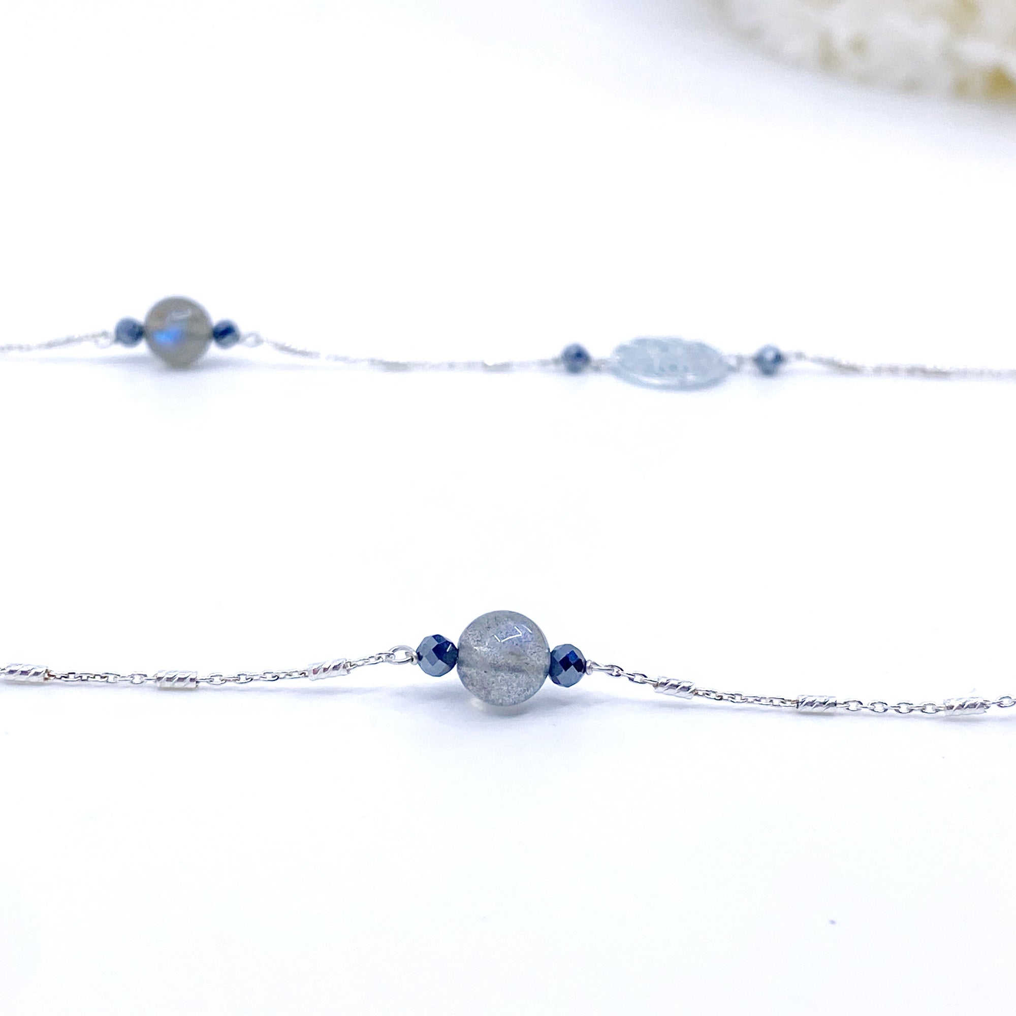 Yun Boutique The Nine Grey Gemstone Necklace in Sterling Silver