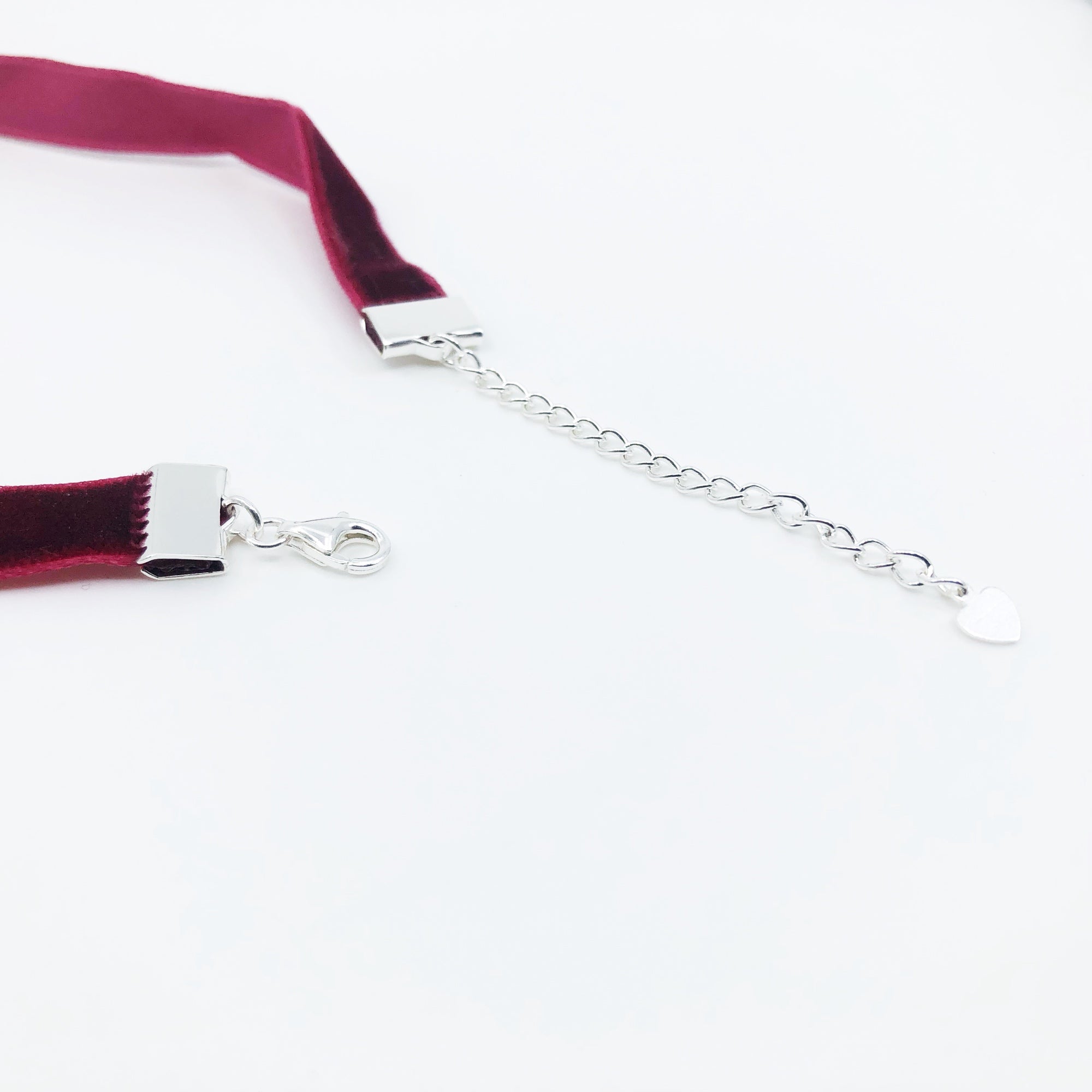 Ruby Red Velvet Choker Necklace with Adjustable Chain - Yun Boutique