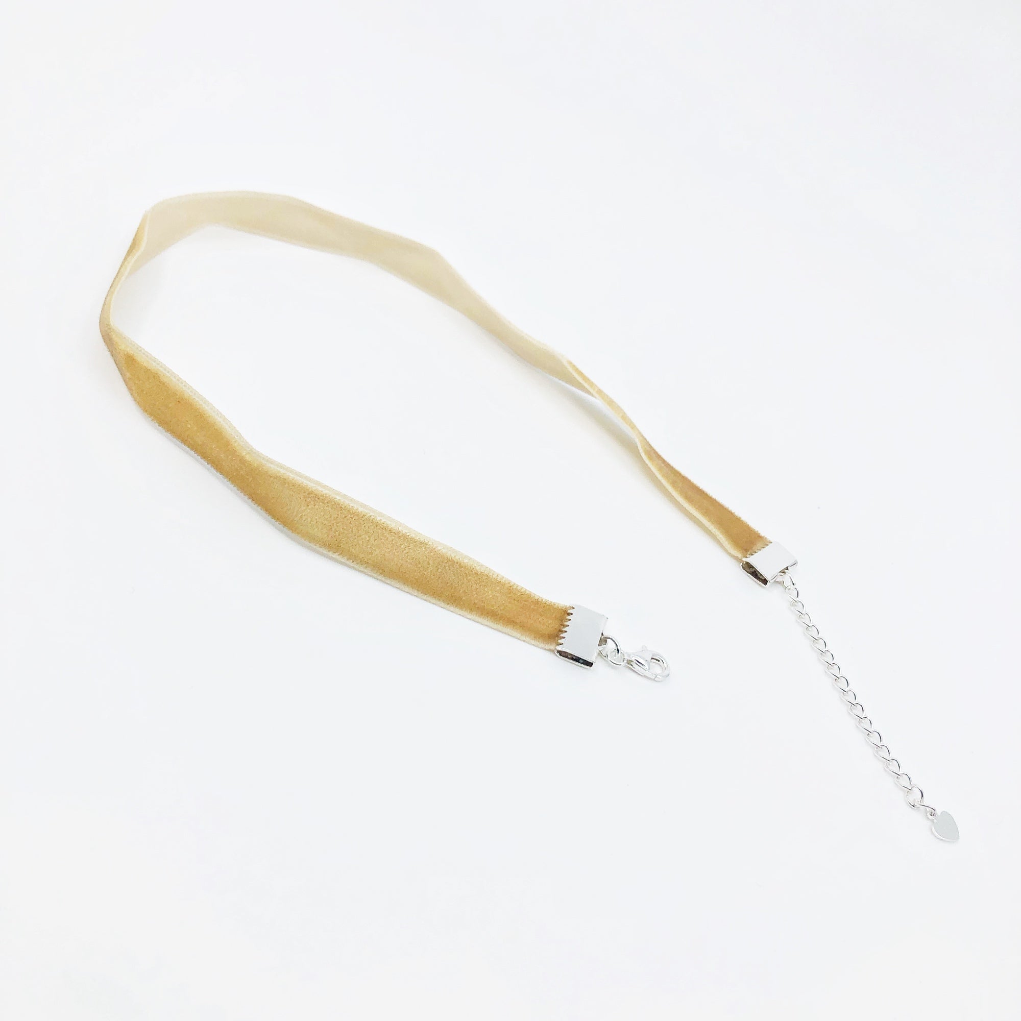 Gold Velvet Choker Necklace with Silver Adjustable Chain - Yun Boutique