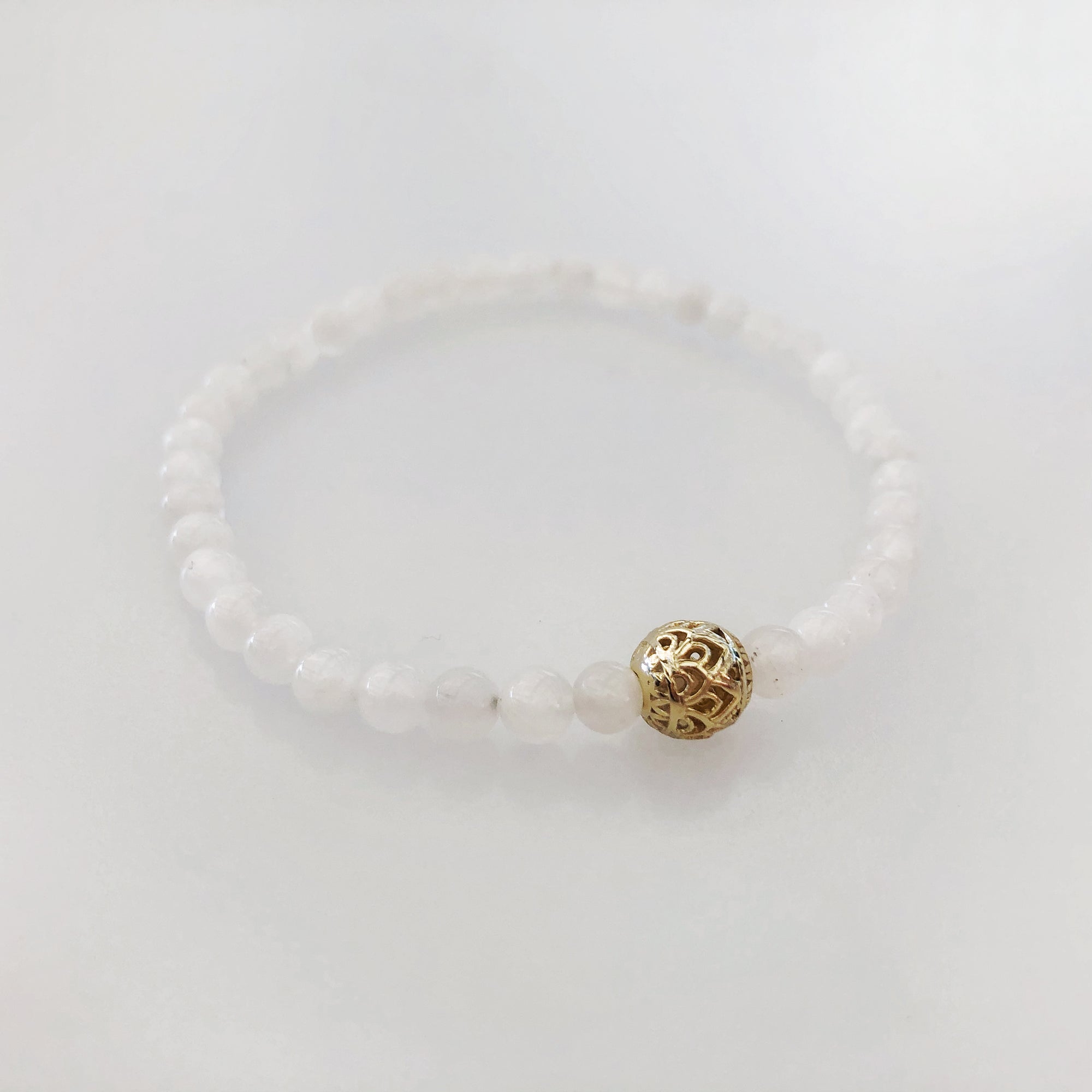 Beaded Moonstone Lotus Bracelet