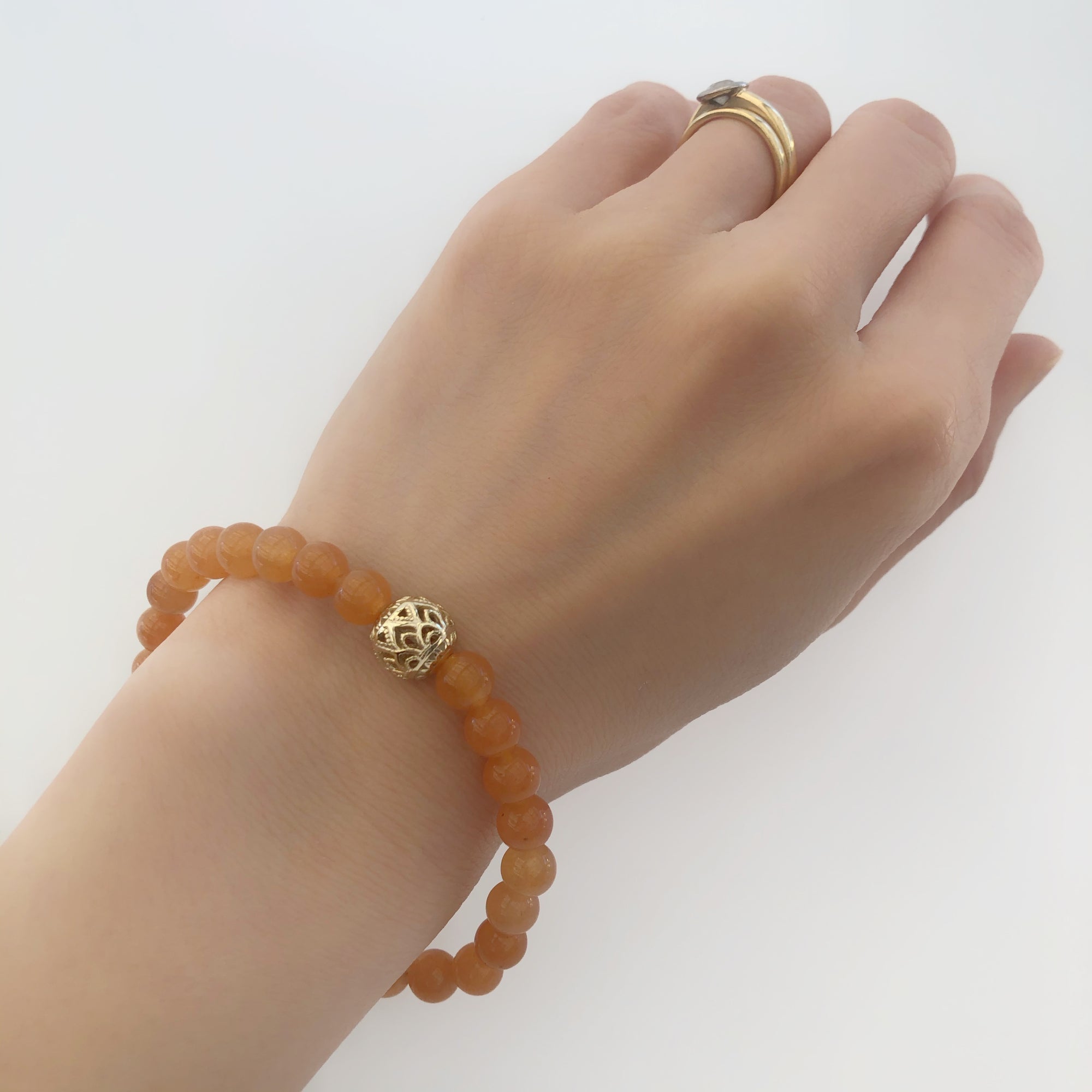 Orange Aventurine Lotus Bracelet