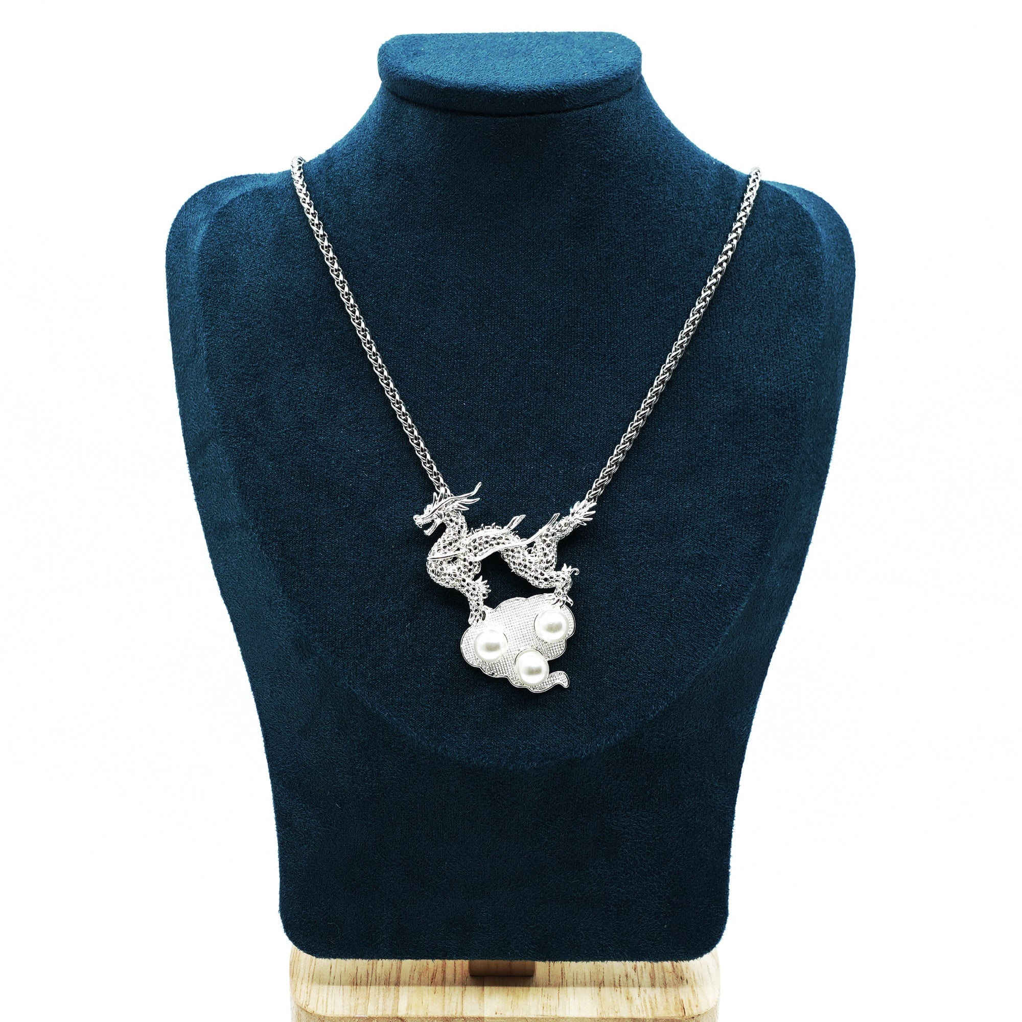 Silver Dragon Pendant Necklace - Yun Boutique