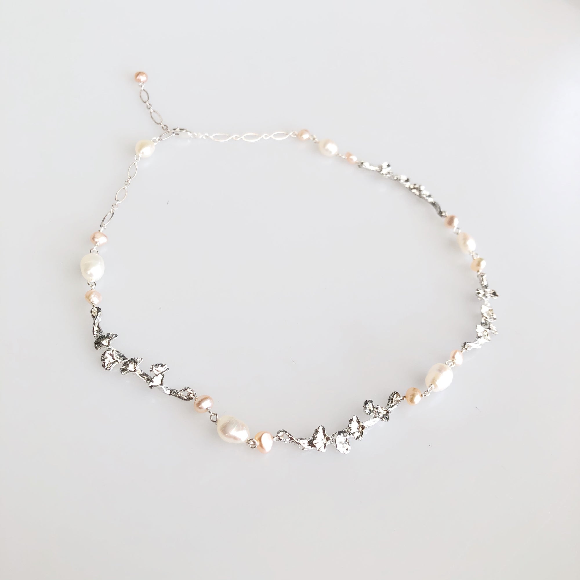 Yun Boutique Silver Vine Baroque Pearl Necklace