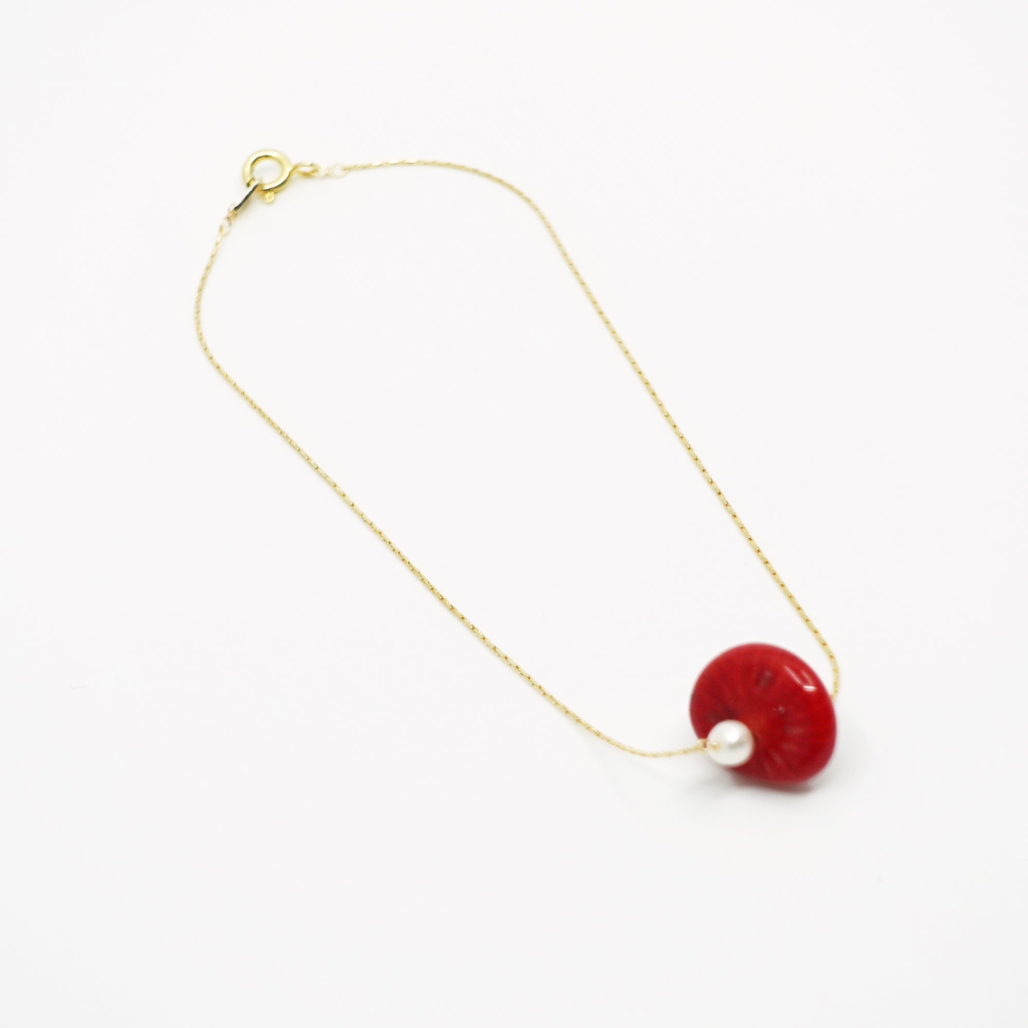 Gold Filled Red Coral Anklet - Yun Boutique