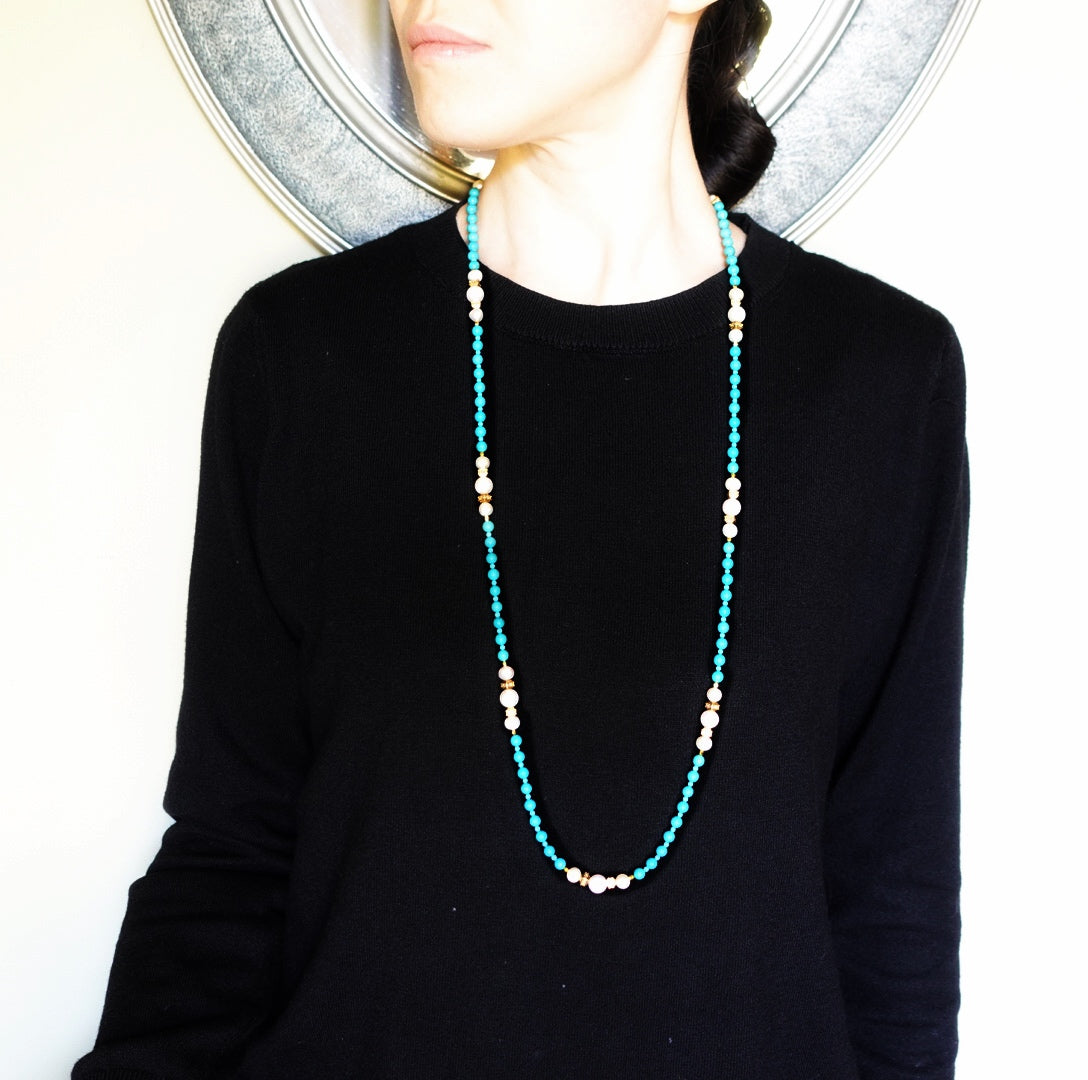 Return to Origin Natural Turquoise Beaded Necklace - Yun Boutique