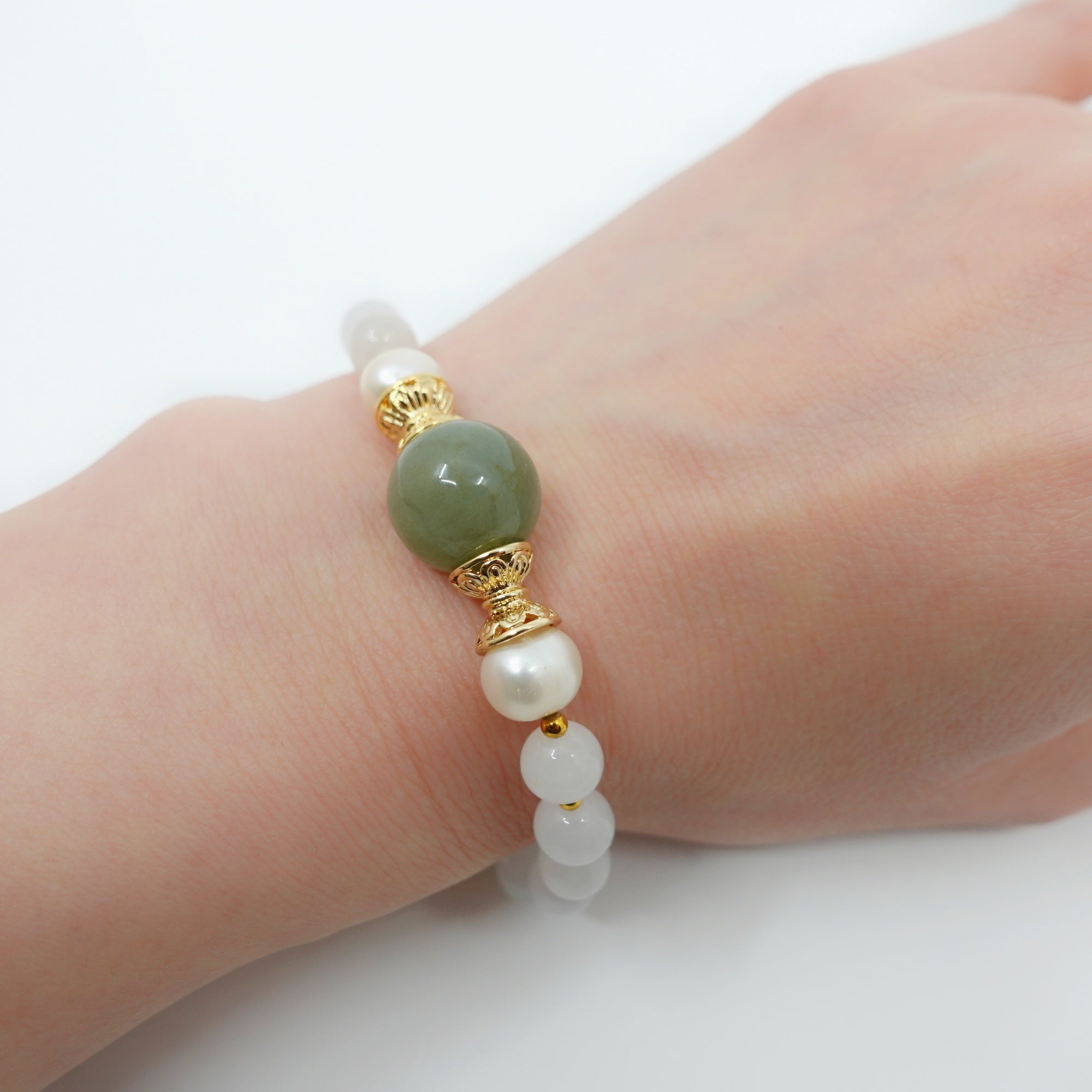 Beaded Mint Jadeite Bracelet 16cm - Yun Boutique